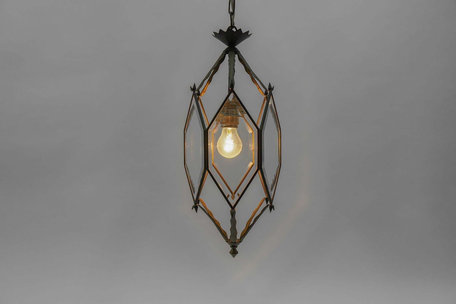 Lovely Adolf Loos Lobmeyr Style Light Beveled Glass And Brass, Austria photo vinterior