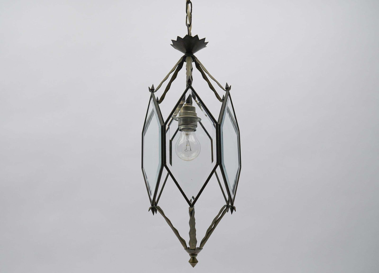 Lovely Adolf Loos Lobmeyr Style Light Beveled Glass And Brass, Austria photo vintage