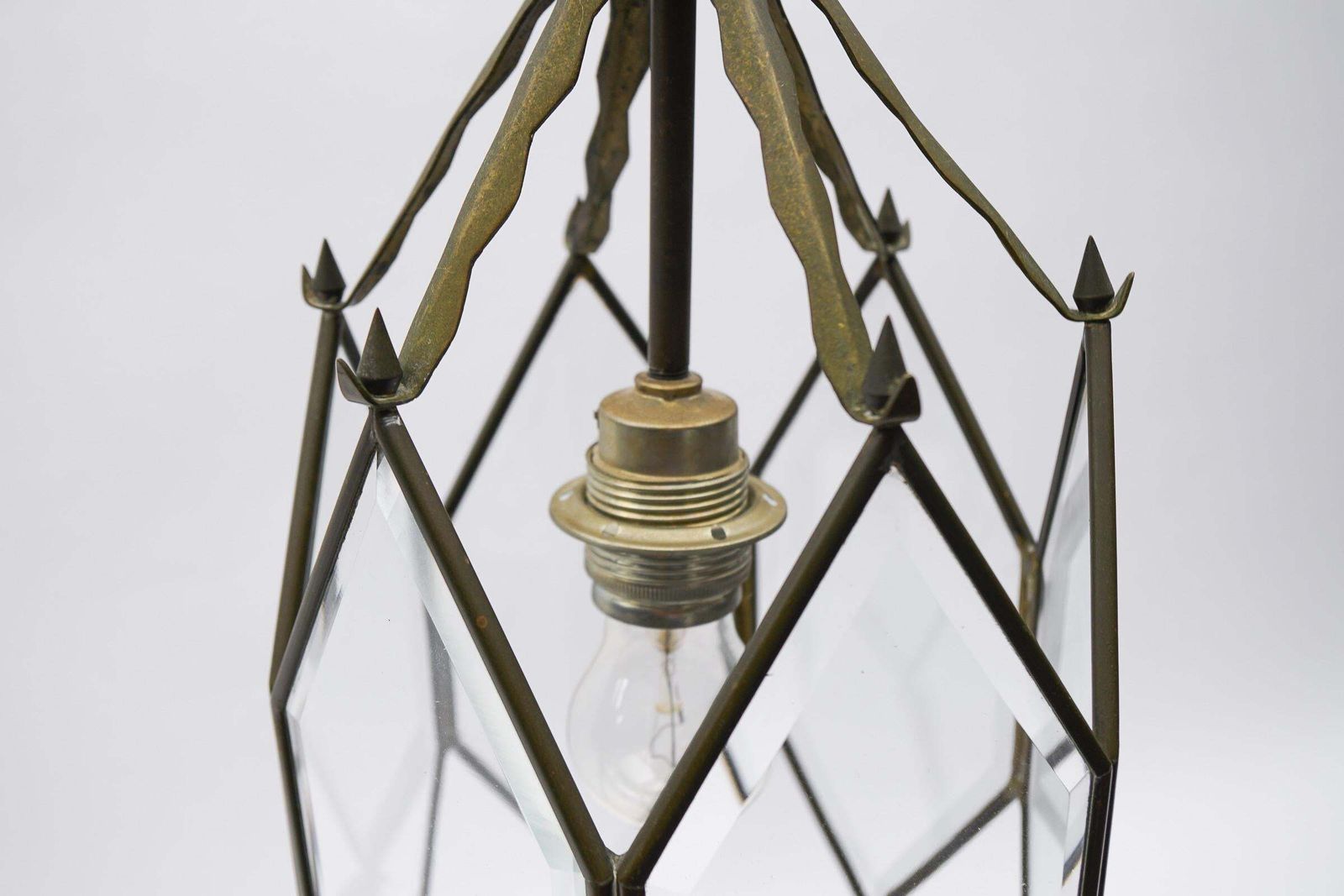 photo for sale Lovely Adolf Loos Lobmeyr Style Light Beveled Glass And Brass, Austria