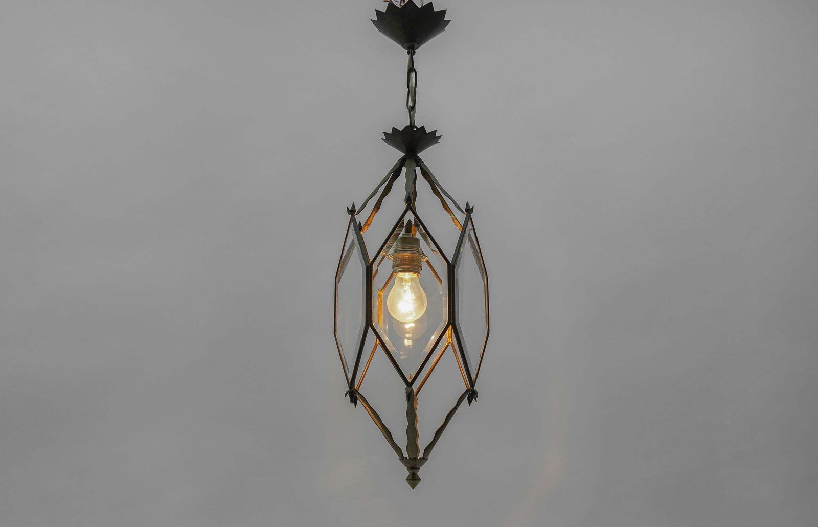 1359.0 Lovely Adolf Loos Lobmeyr Style Light Beveled Glass And Brass, Austria photo