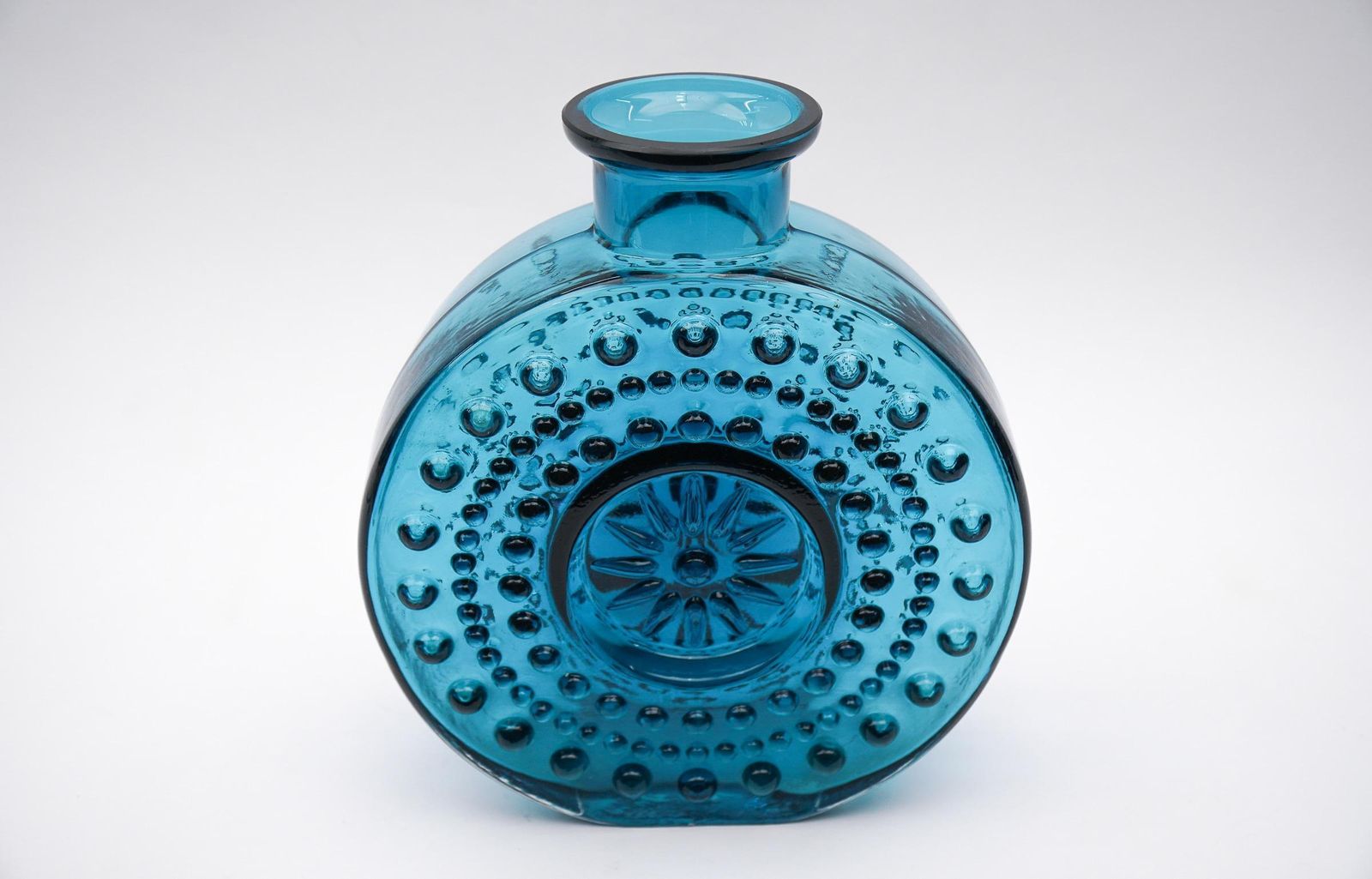 Large Blue Bubble Glass Vase Attributed To Helena Tynell By Jachmann, 1960s photo for sale