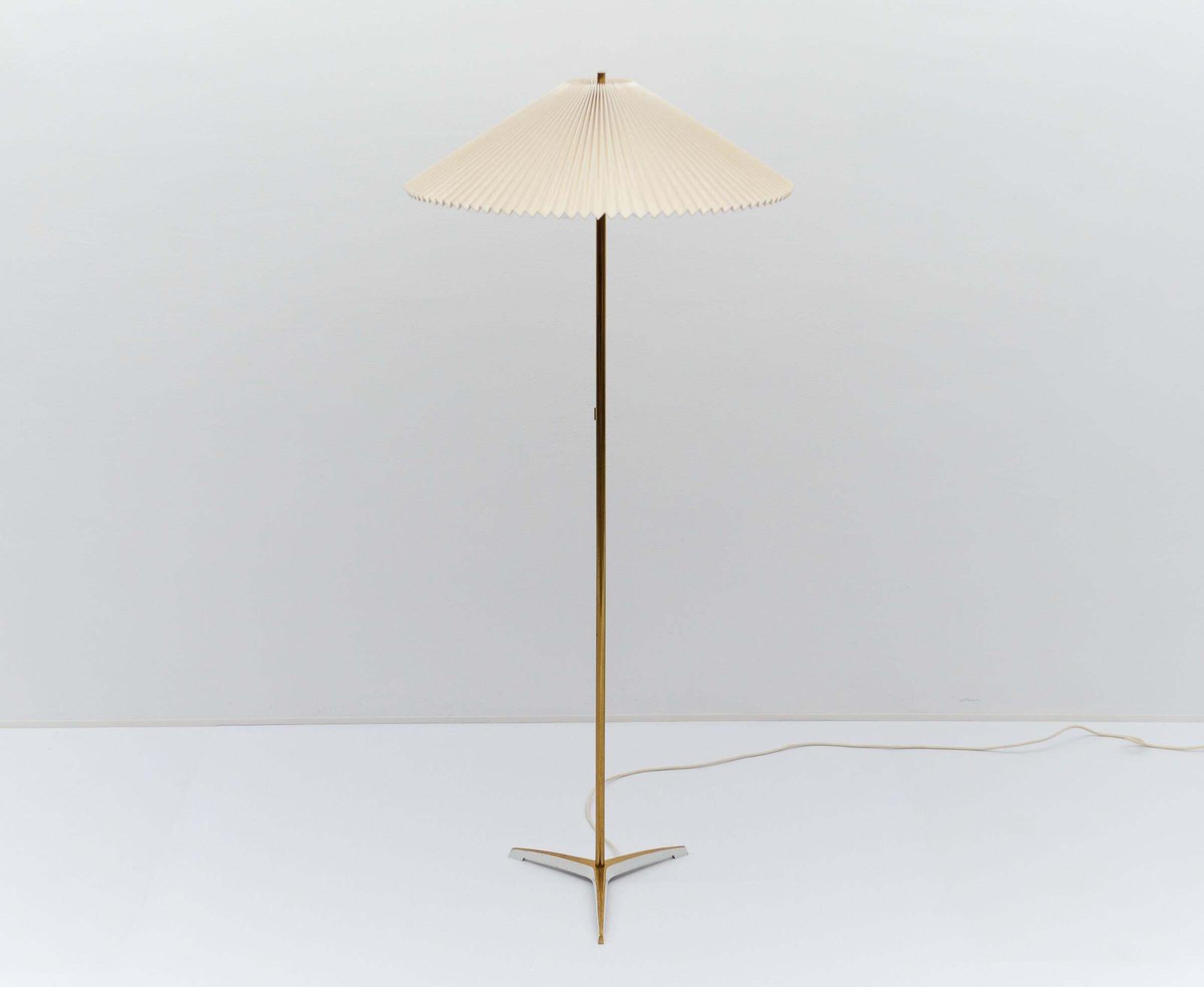 Mid Century Modern Tripod Brass And Folding Shade Floor Lamp In Japanese Style photo furniture