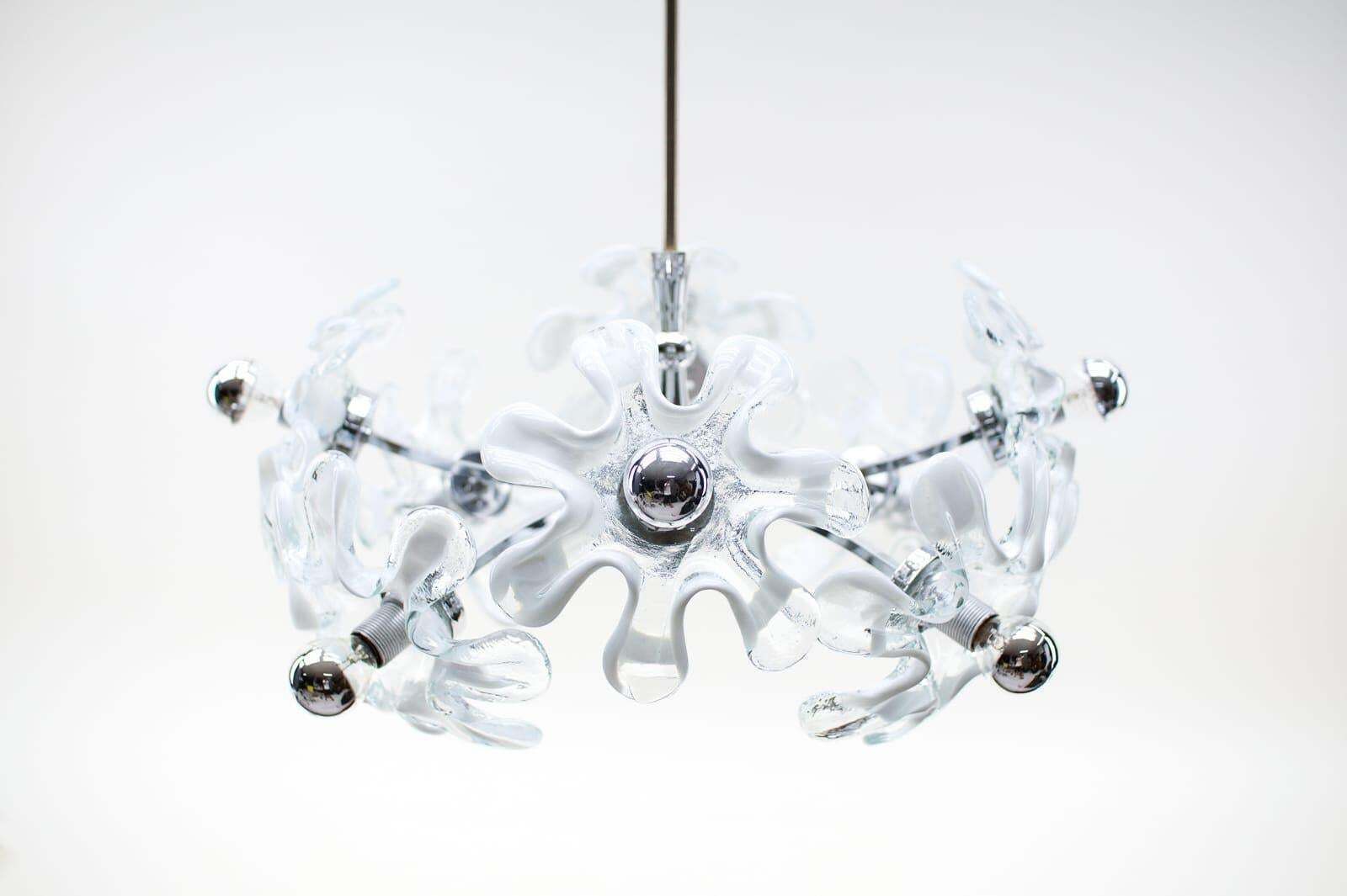 Space Age Chrome And Murano Glass Flowers Sputnik Lamp, 1970s photo Lighting