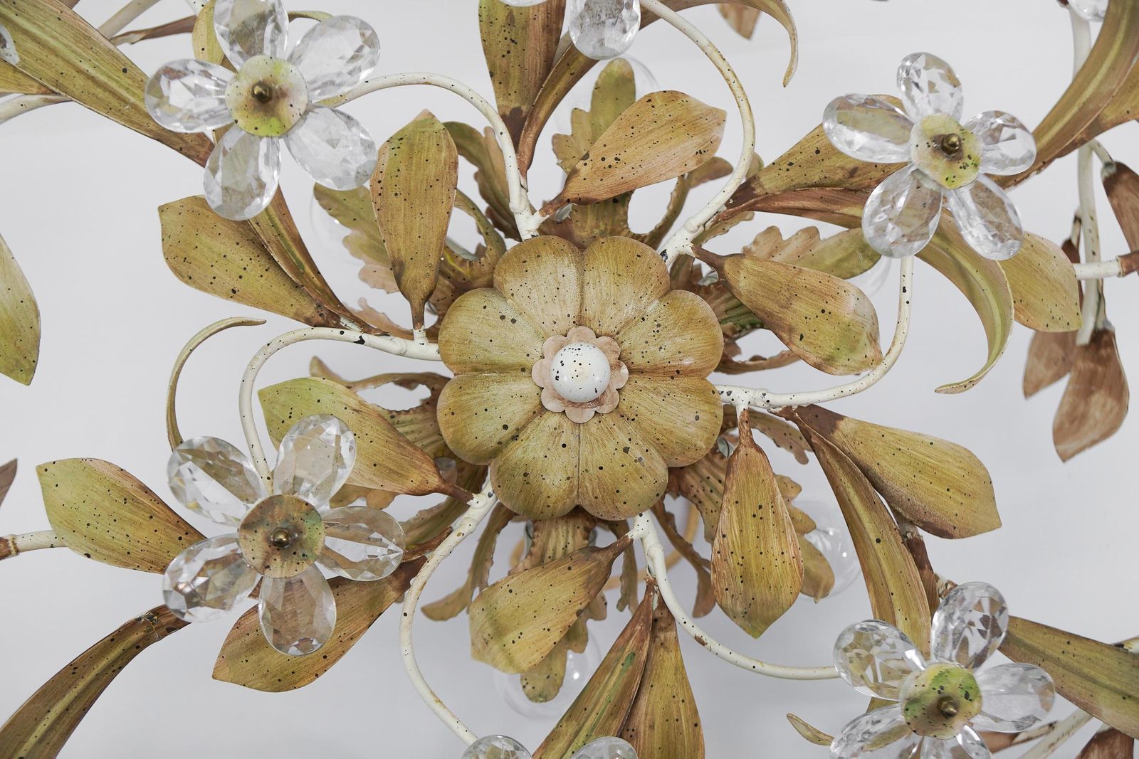 1571.0 Italian Crystal Glass And Metal Florentine Ceiling Lamp By Banci Firenze, 1960s photo