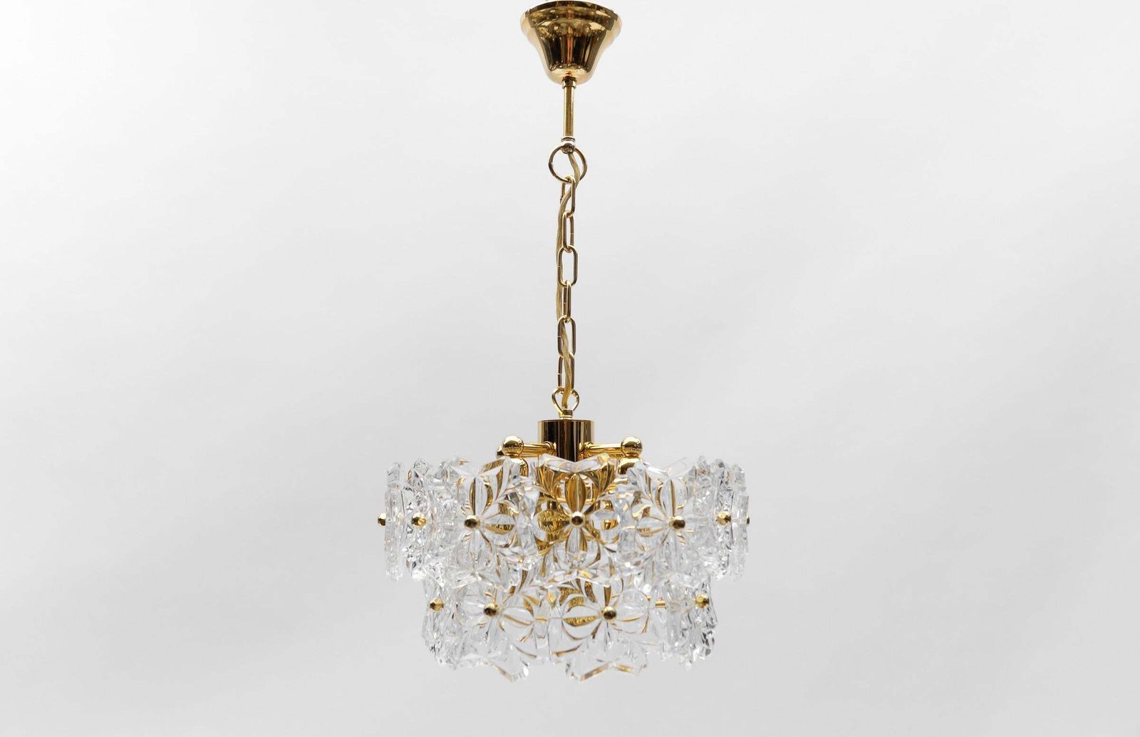 Lovely Floral Mid Century Modern Crystal Glass Chandelier By Sölken  1960s Germ photo furniture