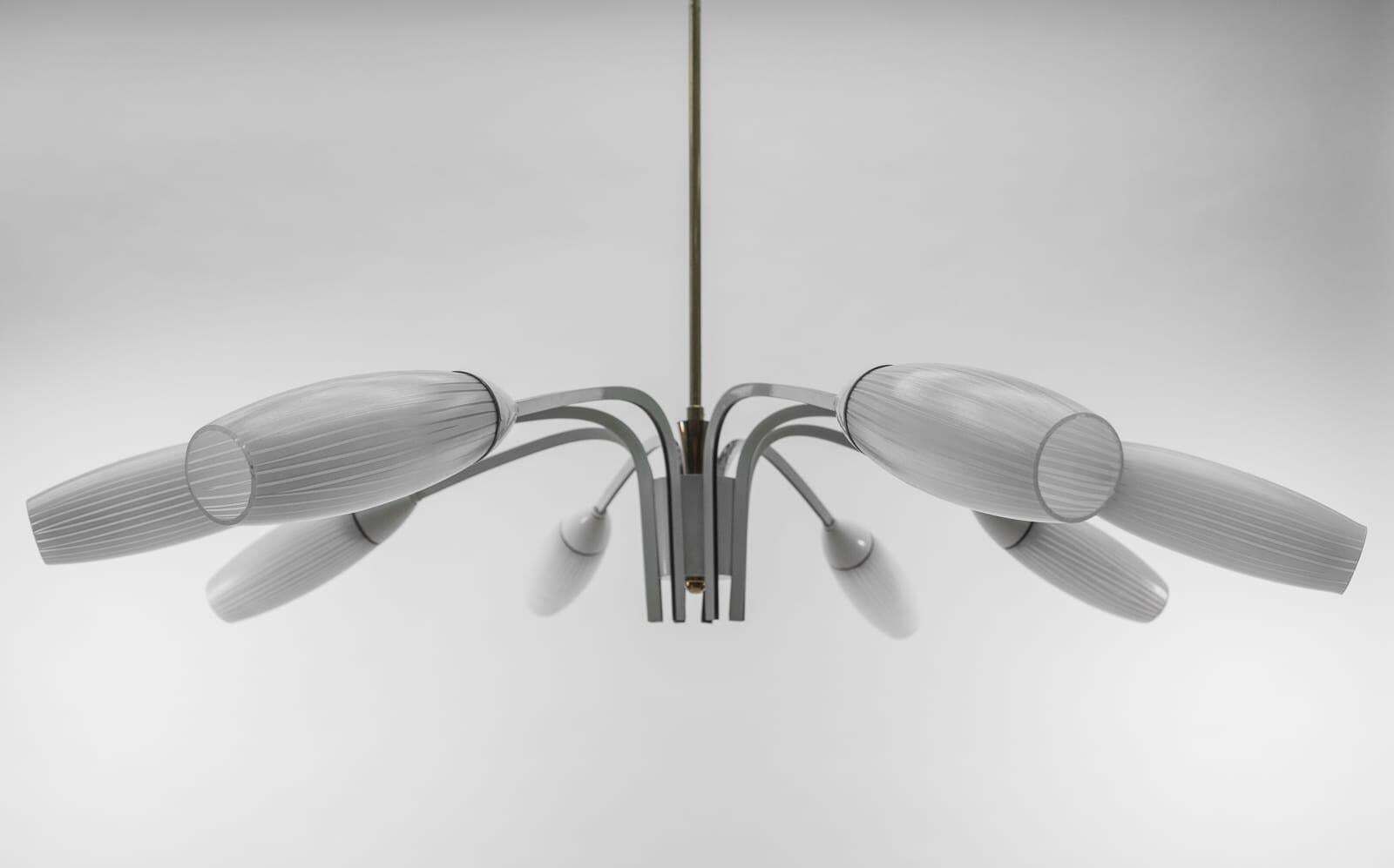Ceiling 8 Light Sputnik Lamp In The Manner Of Arteluce, Italy 1950s photo Lighting