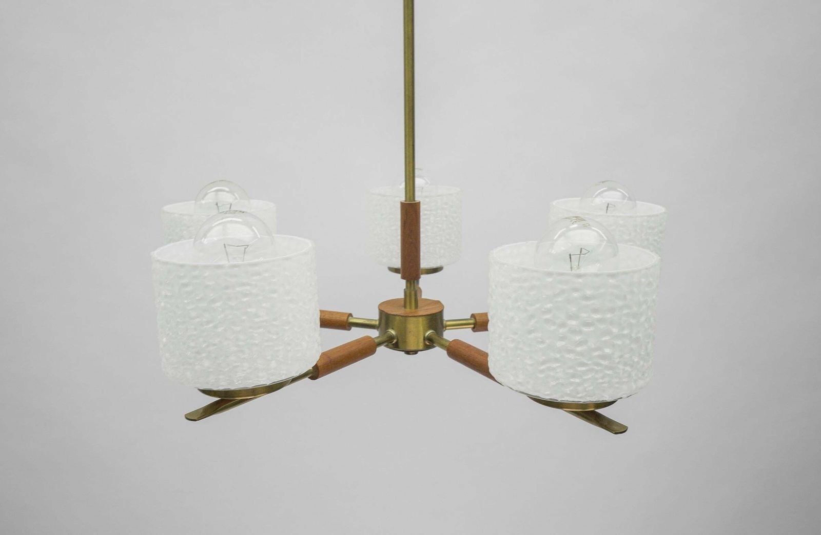Rare Swedish Brass Lamp With White Glass Shades, 1960s photo furniture