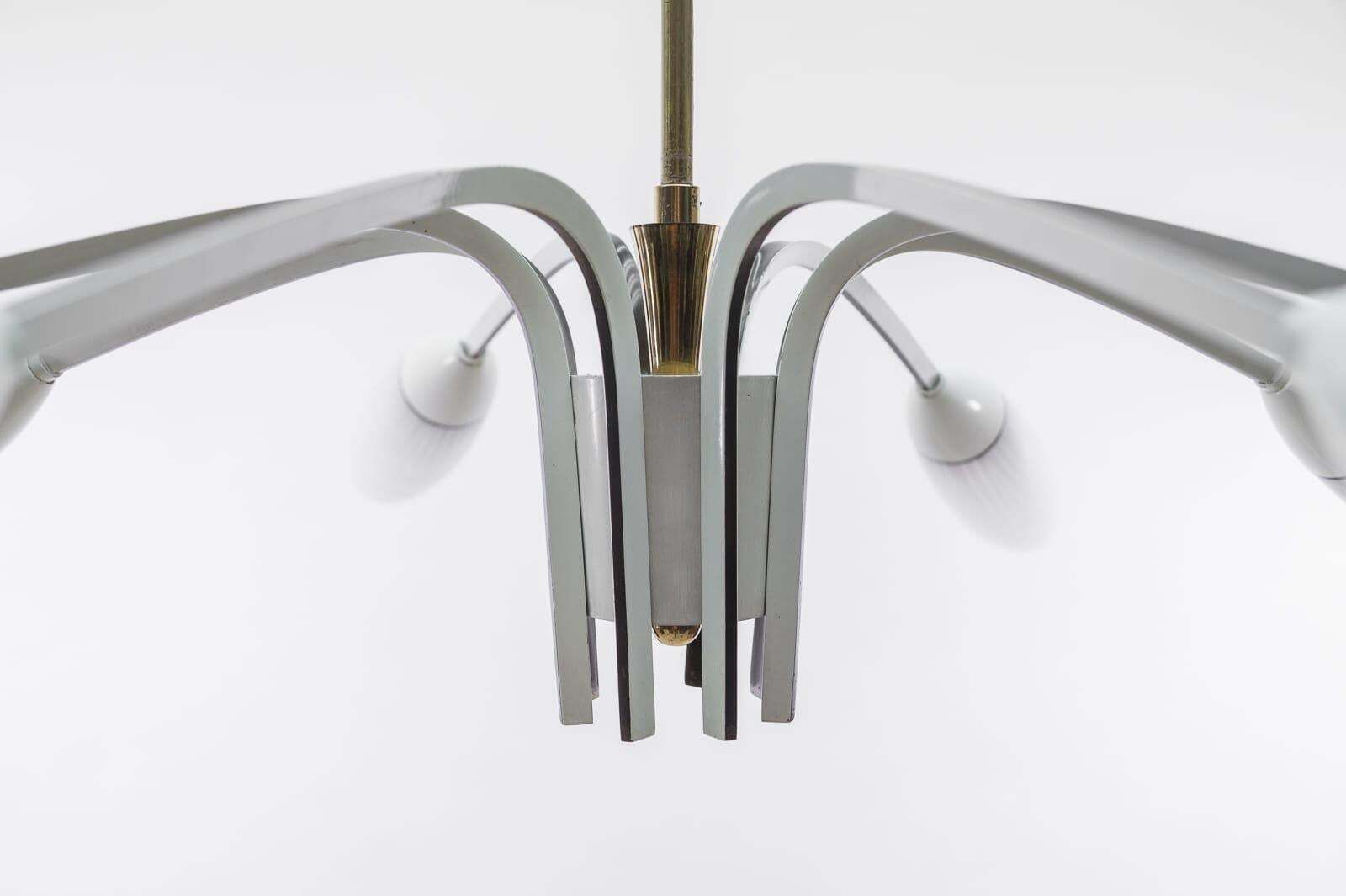Ceiling 8 Light Sputnik Lamp In The Manner Of Arteluce, Italy 1950s photo vintage