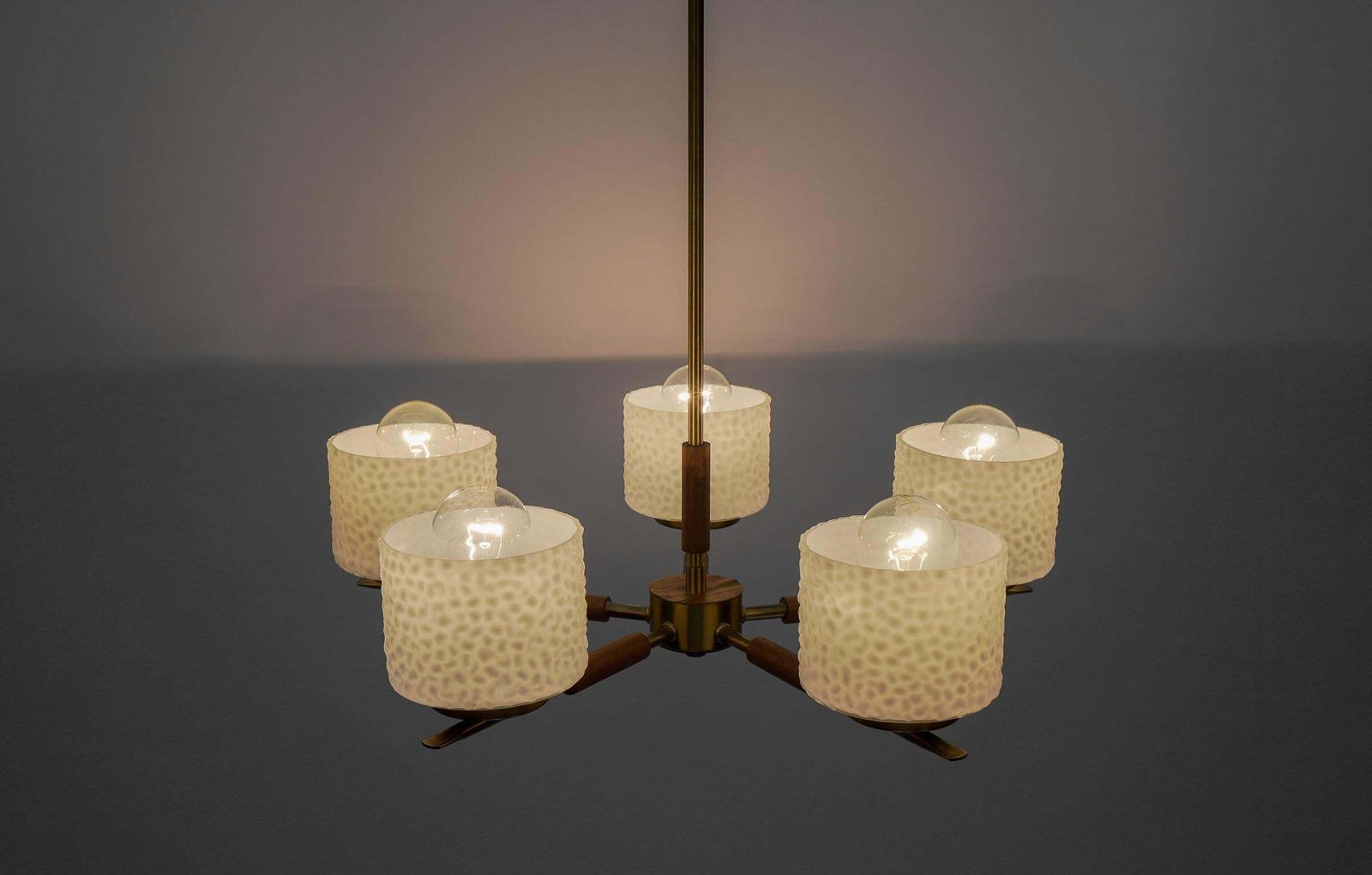 photo for sale Rare Swedish Brass Lamp With White Glass Shades, 1960s