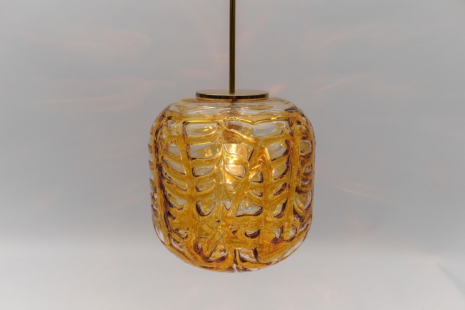 Large Oval Yellow Murano Glass Ball Pendant Lamp By Doria, 1960s Germany photo vintage