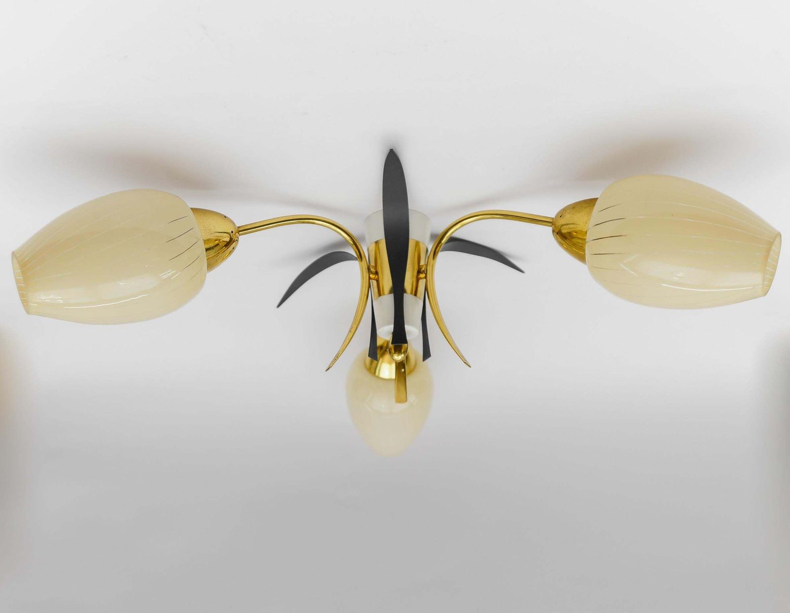 Lovely Mid Century Modern 3 Armed Brass Sputnik Lamp, 1950s Italy photo for sale