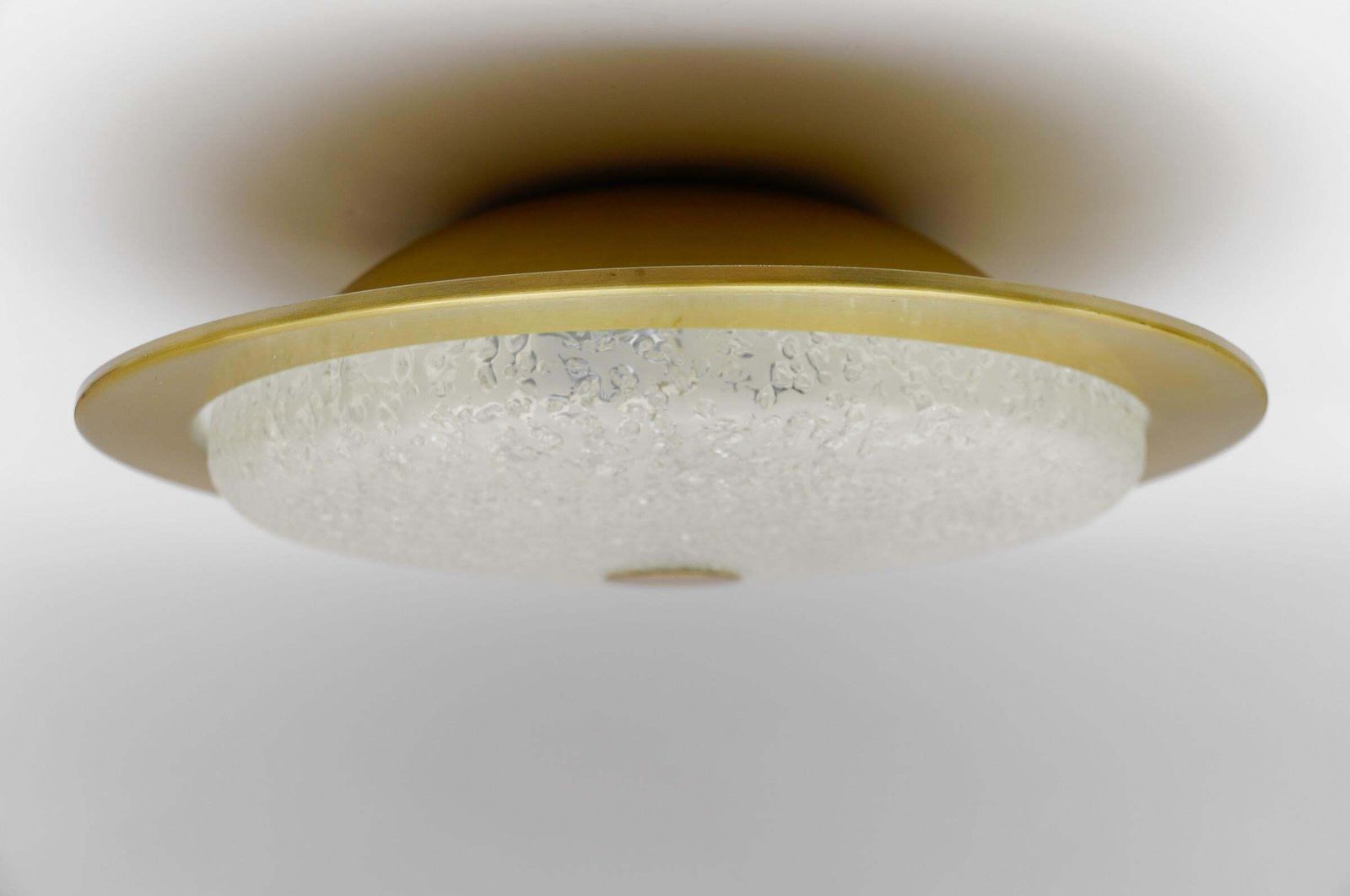 Huge And Elegant Frosted Ice Glass Flush Mount Light Or Wall Lamp, 1960s Germany photo vinterior