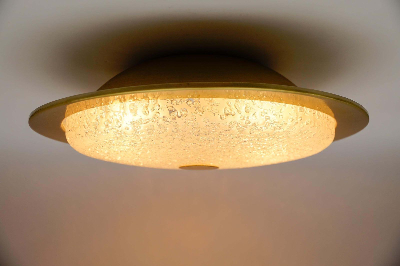 Huge And Elegant Frosted Ice Glass Flush Mount Light Or Wall Lamp, 1960s Germany photo buy