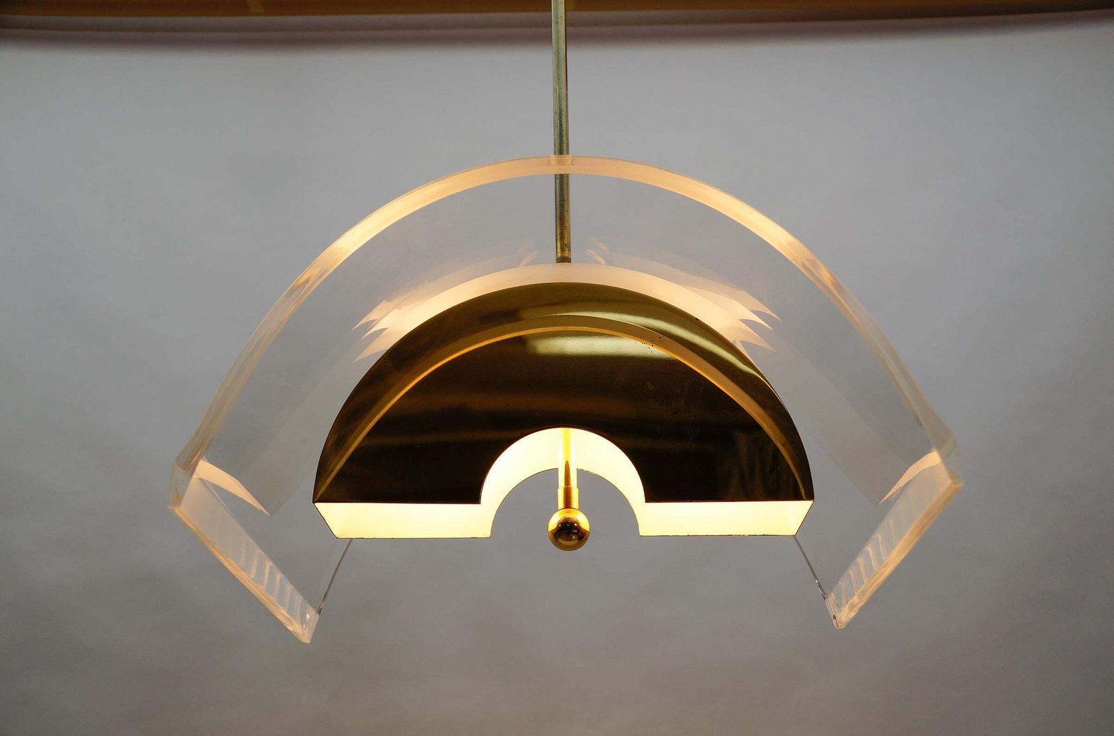 Hollywood Regency Acrylic Ceiling Lamp, Italy 1970s photo vintage