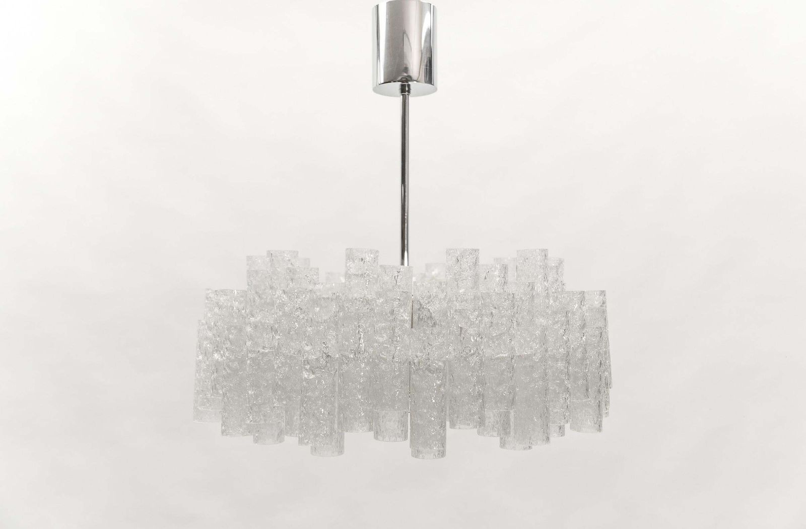 German Two Tiered Ice Glass Chandelier From Doria Leuchten, 1960s photo furniture