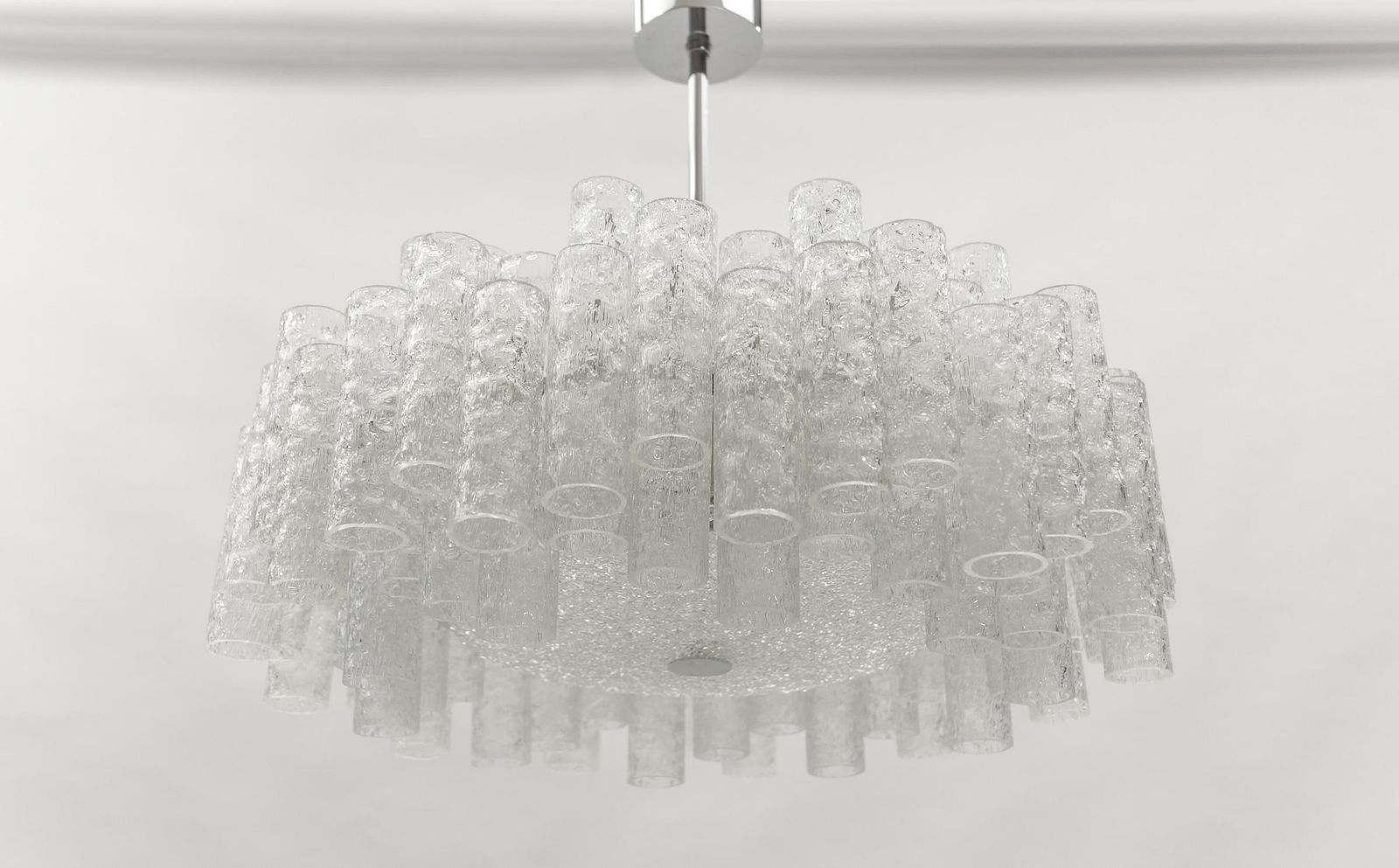German Two Tiered Ice Glass Chandelier From Doria Leuchten, 1960s photo Lighting
