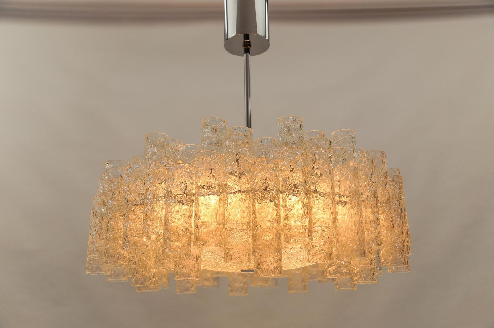 German Two Tiered Ice Glass Chandelier From Doria Leuchten, 1960s photo 1359.0