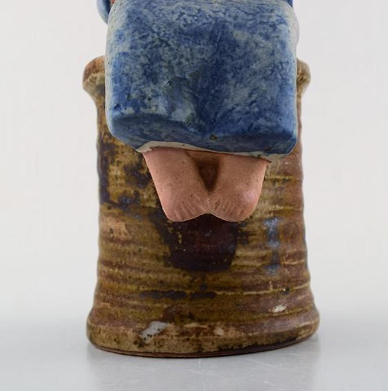 Lisa Larson For Gustavsberg, Rare Stoneware Figure, Girl With Flowers photo vinterior