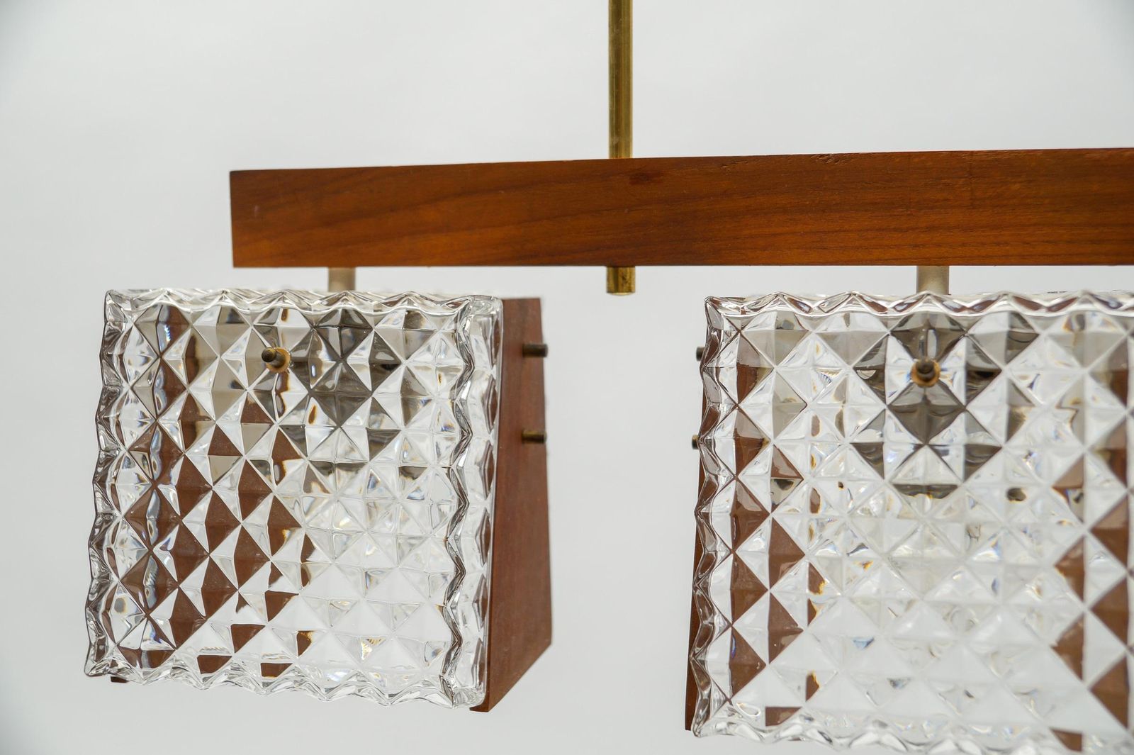 photo furniture Scandinavian Ceiling Lamp Made In Teak, Crystal Glass And Brass, 1960s, 1960s