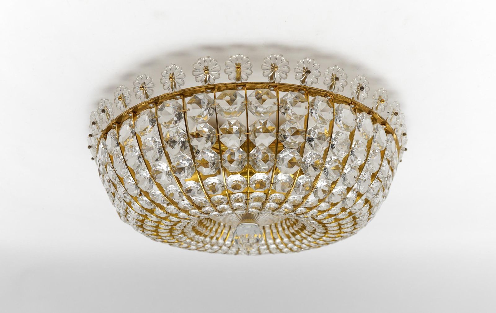 Ceiling Lamp With Glass Stones And Flowers Brass Frame Vereinigte Werkstätten photo furniture