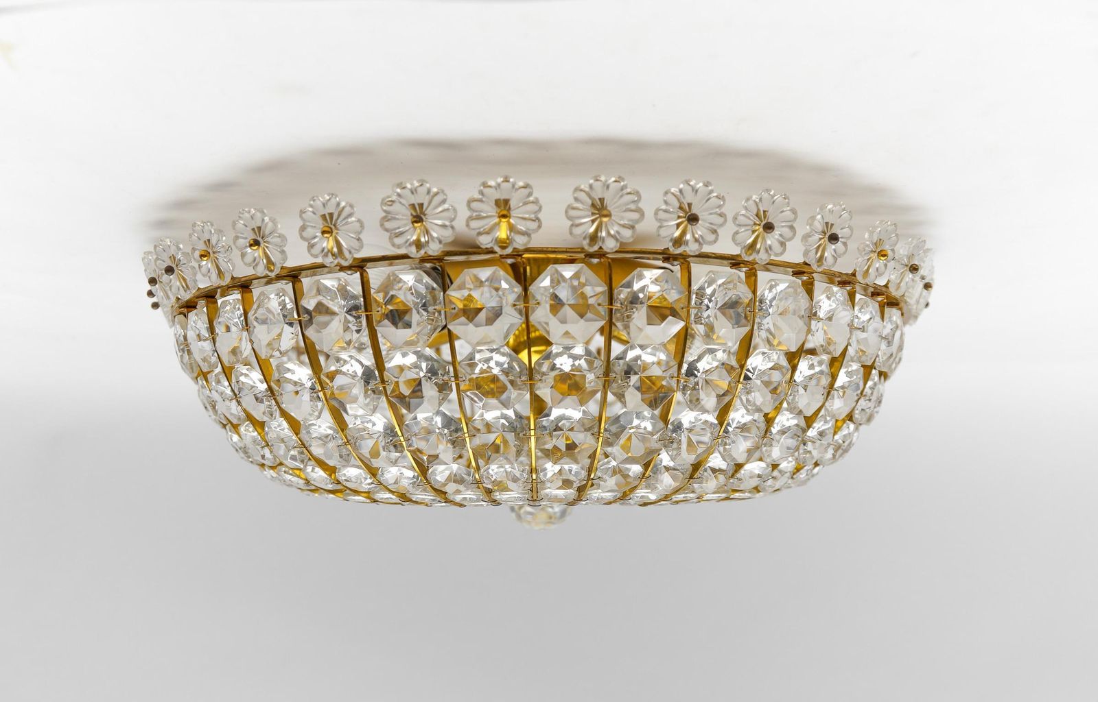 Ceiling Lamp With Glass Stones And Flowers Brass Frame Vereinigte Werkstätten photo vinterior