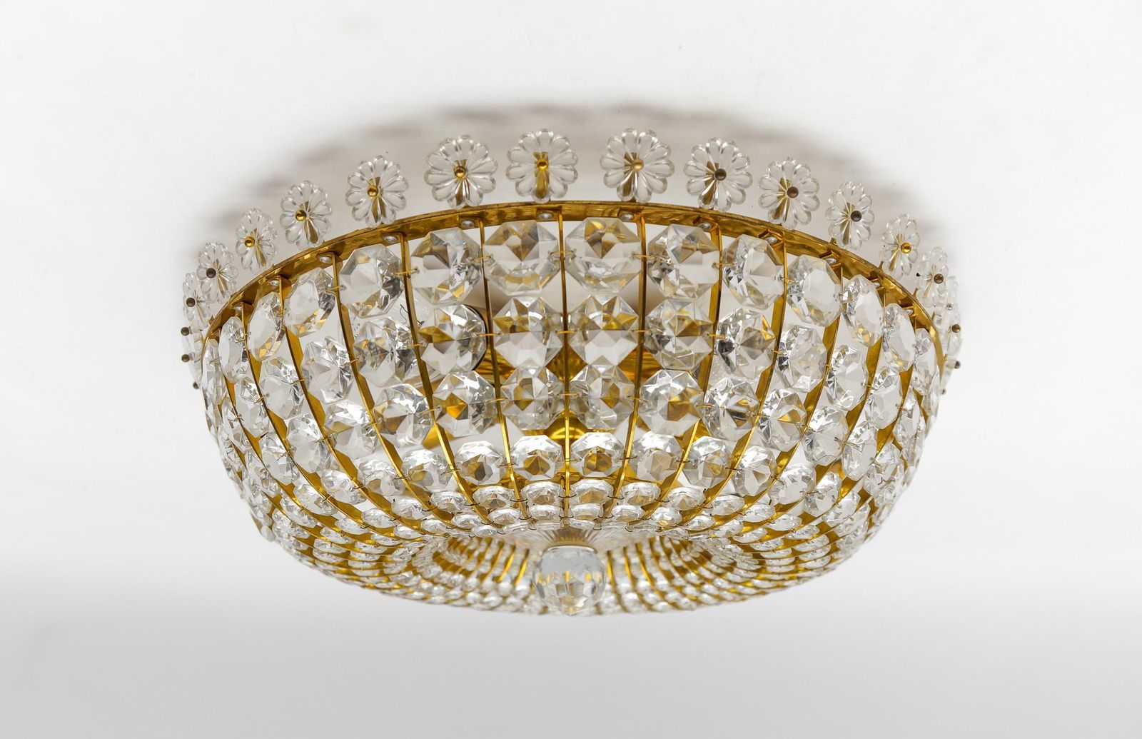 Lighting Ceiling Lamp With Glass Stones And Flowers Brass Frame Vereinigte Werkstätten photo