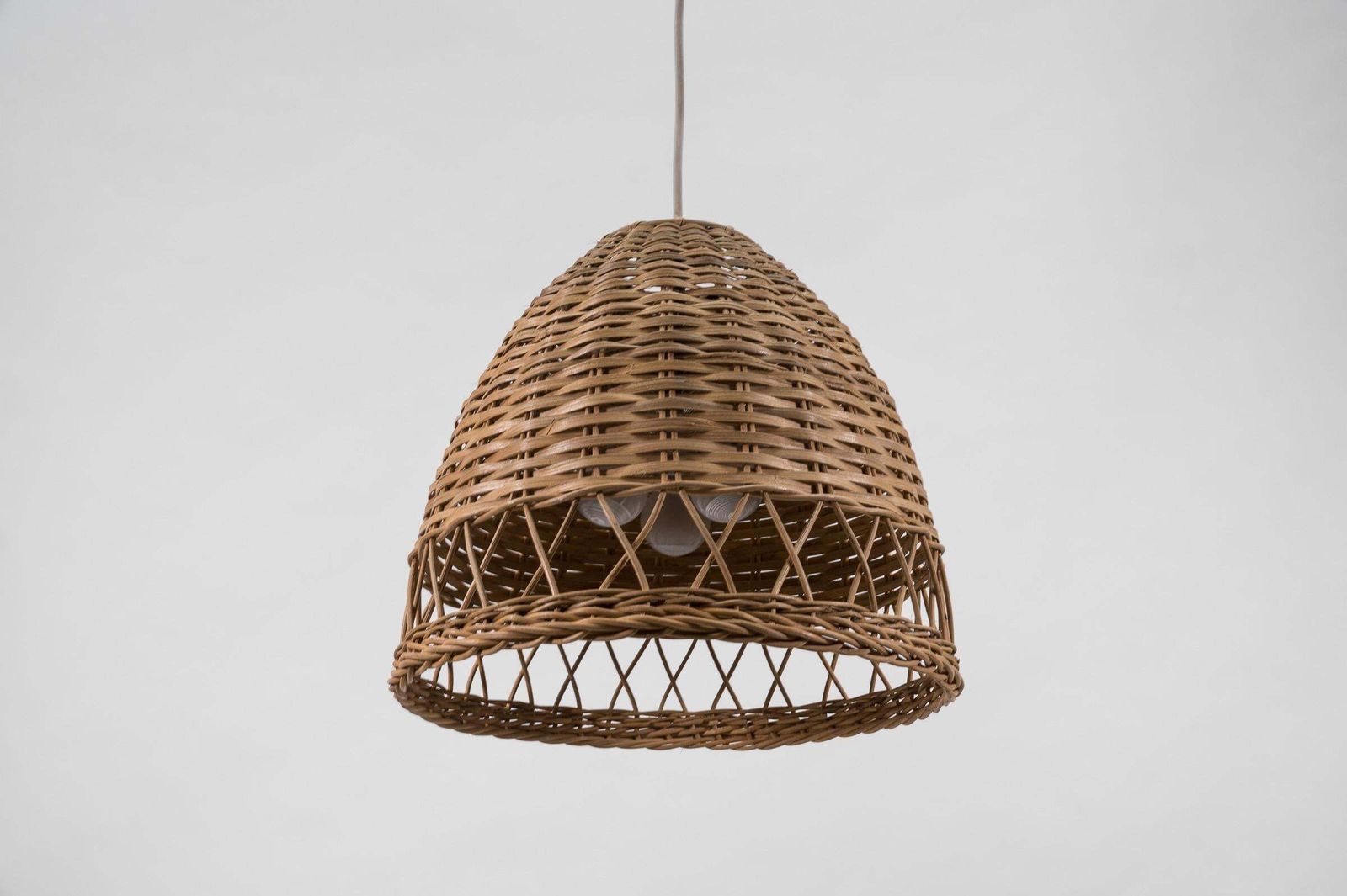 Lovely Mid Century Modern Wicker Pendant Lamp, 1960s Italy photo furniture