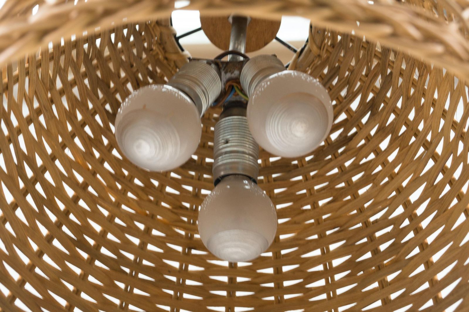 Lovely Mid Century Modern Wicker Pendant Lamp, 1960s Italy photo 1529.0