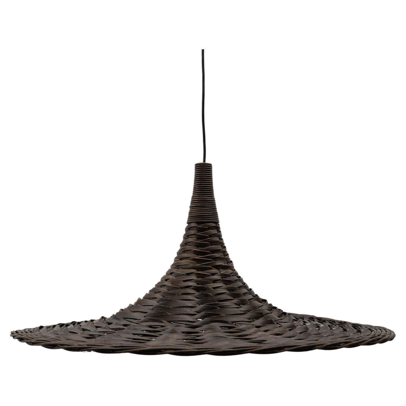 Lovely Mid Century Modern Rattan Wicker Tulip Ceiling Lamp, 1960s