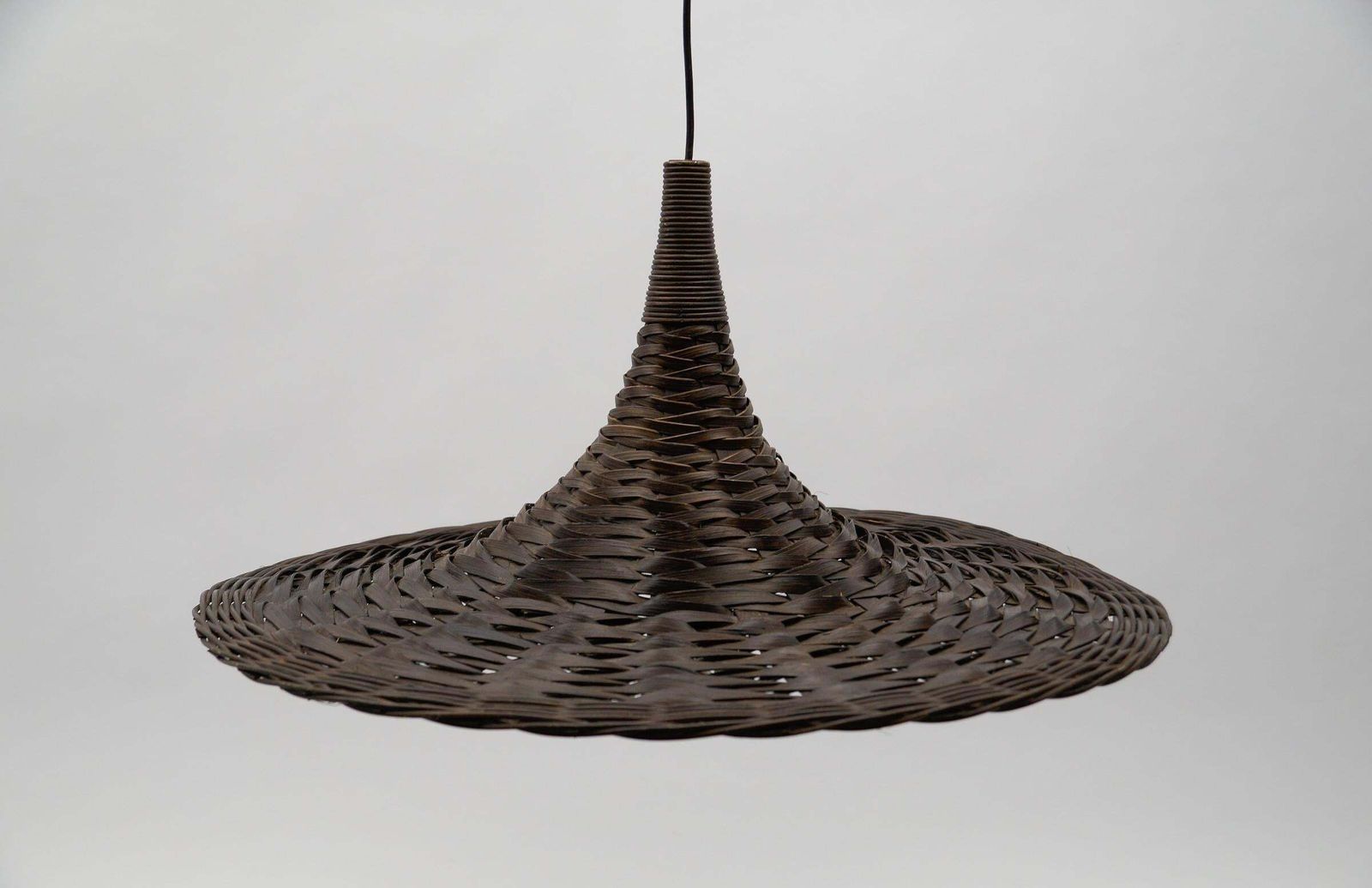 Lovely Mid Century Modern Rattan Wicker Tulip Ceiling Lamp, 1960s photo for sale