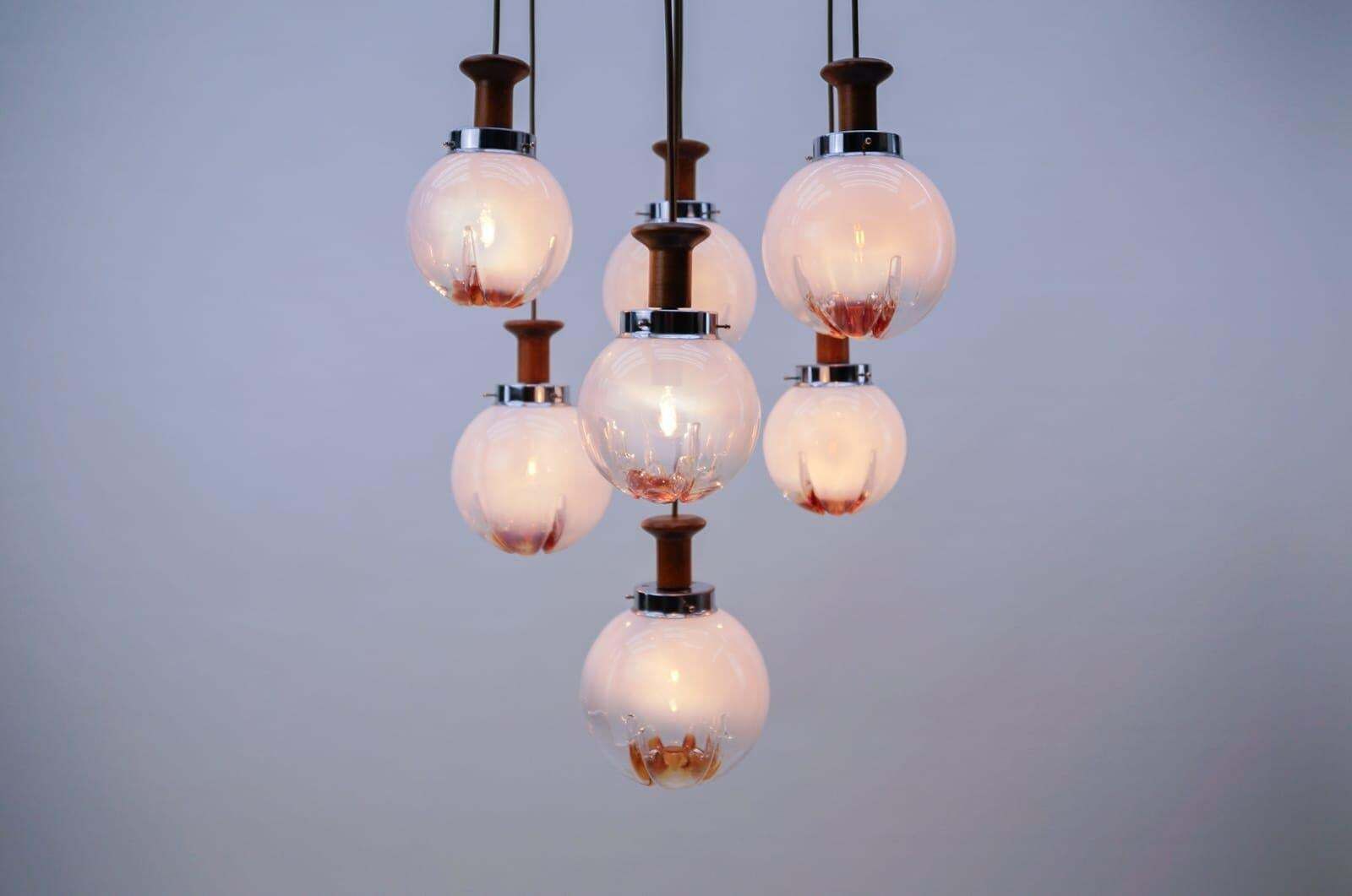 Very Rare Mazzega Murano Glass Cascading Lamp From Italy, 1960s photo Lighting