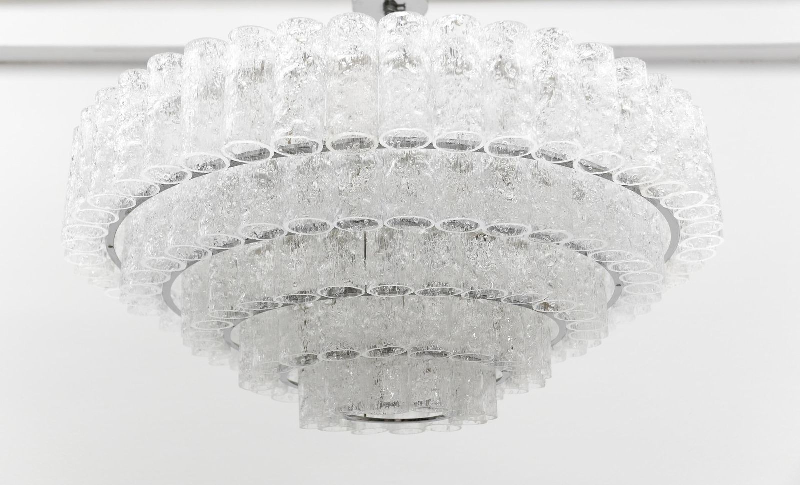 Exravagant German 5 Tiered Ice Glass Chandelier By Doria Leuchten, 1960s photo vinterior
