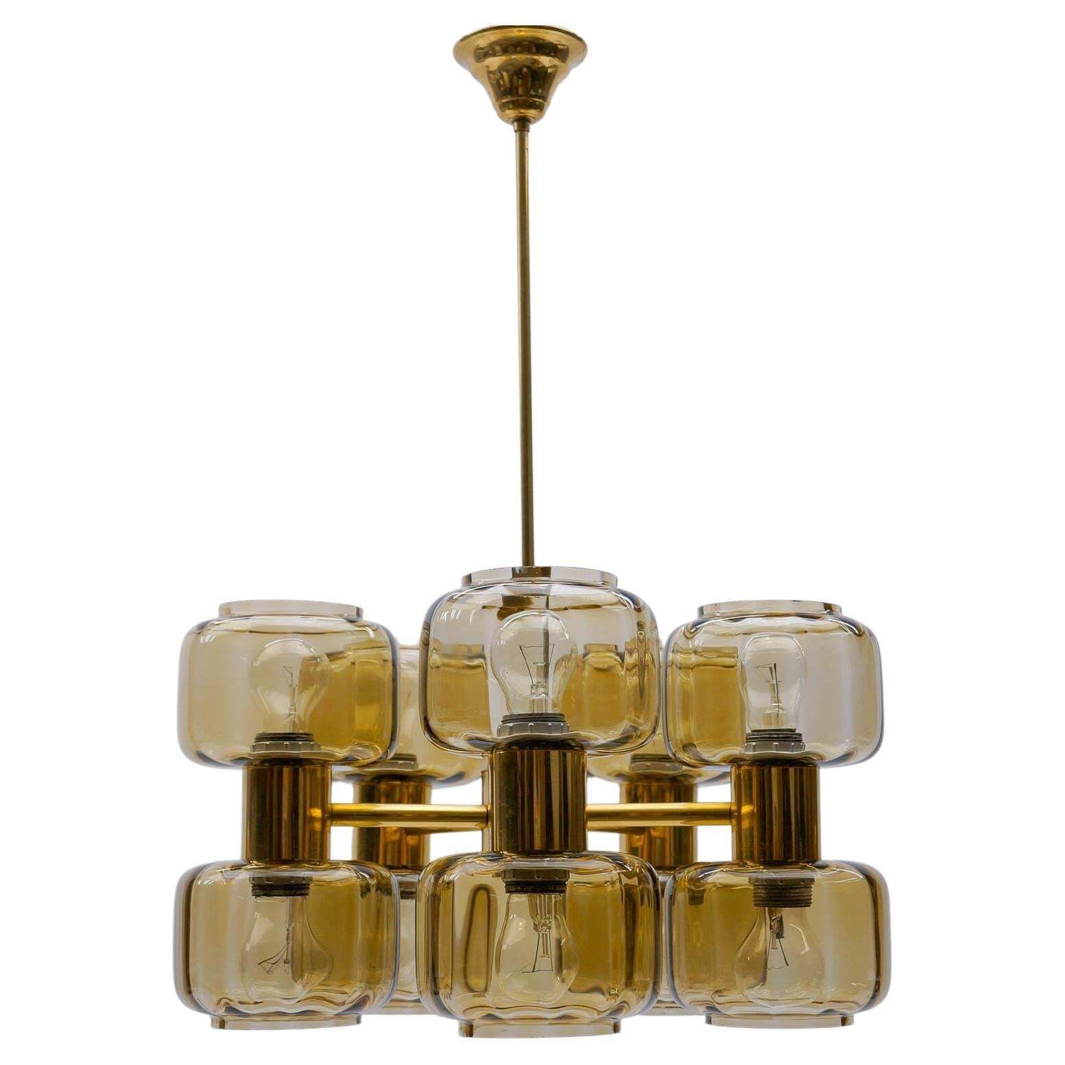 Space Age Golden 10 Light Sputnik Lamp, 1960s