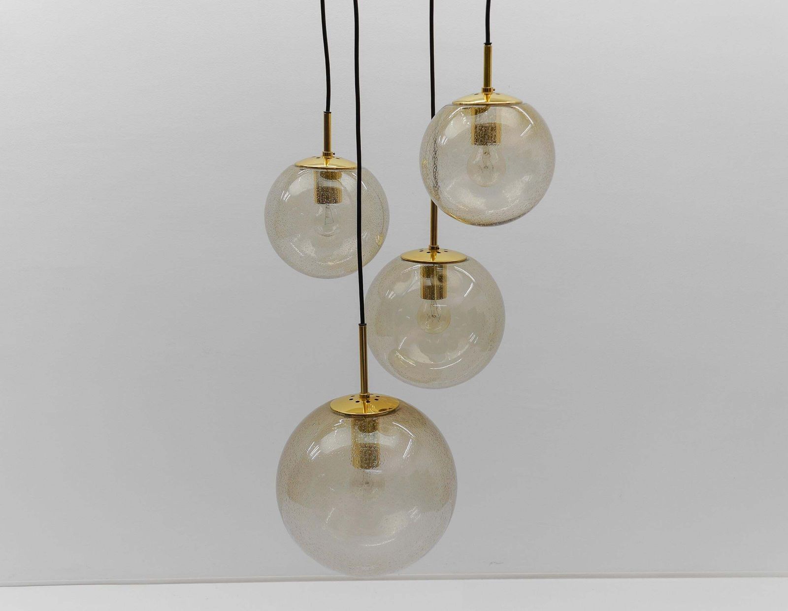 photo furniture Cascade Lamp With Four Smoked Hand Blown Spheres From Glashütte Limburg, 1960s