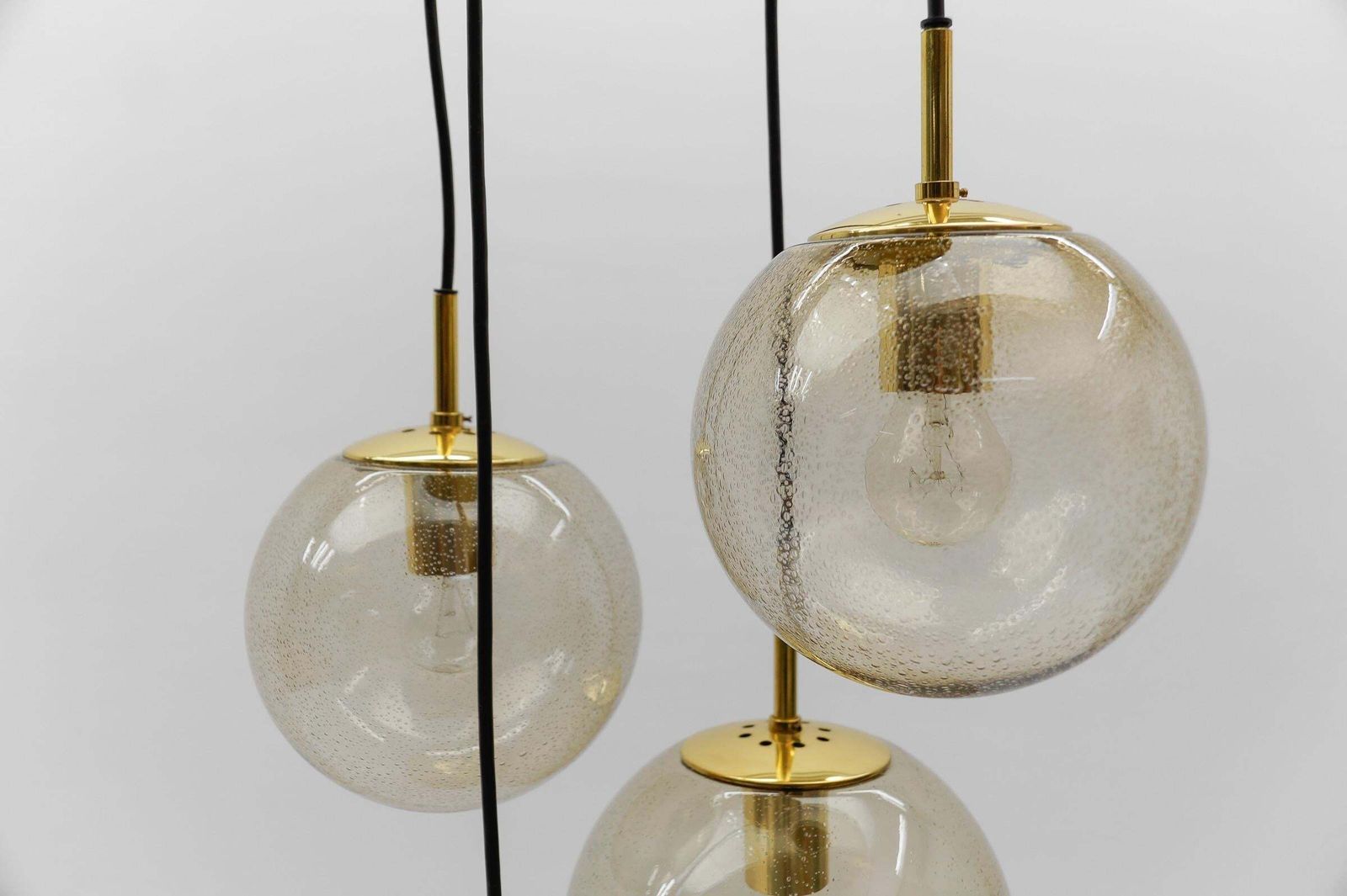 photo buy Cascade Lamp With Four Smoked Hand Blown Spheres From Glashütte Limburg, 1960s
