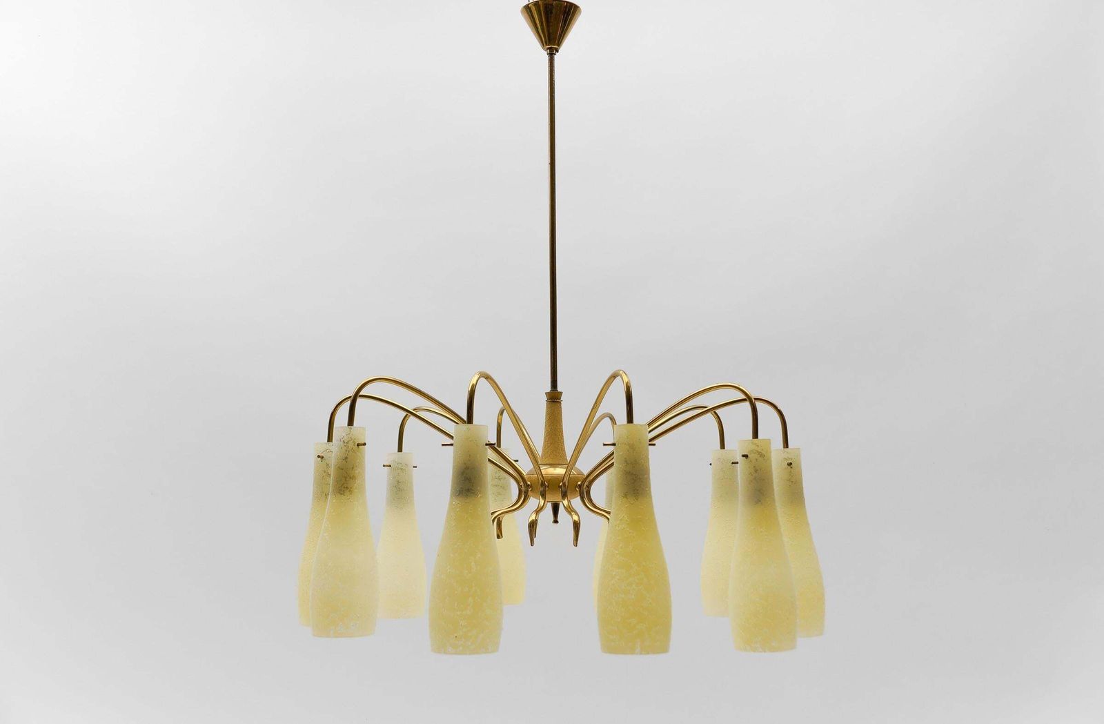 Brass & Glass Sputnik Chandelier With 10 Lights, 1950s Italy photo furniture