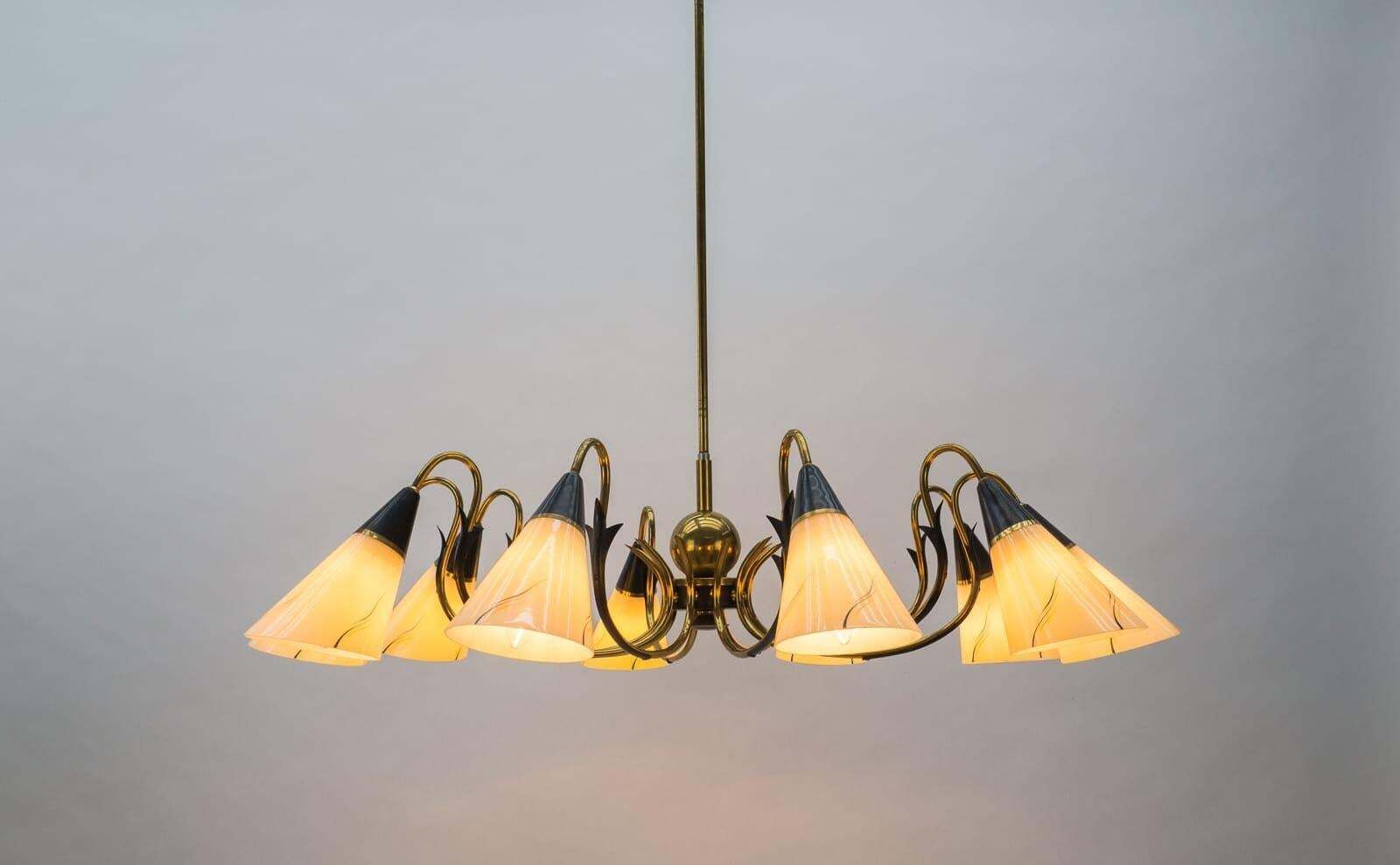 photo vintage Italian Brass & Glass Sputnik Chandelier With 10 Lights, 1950s
