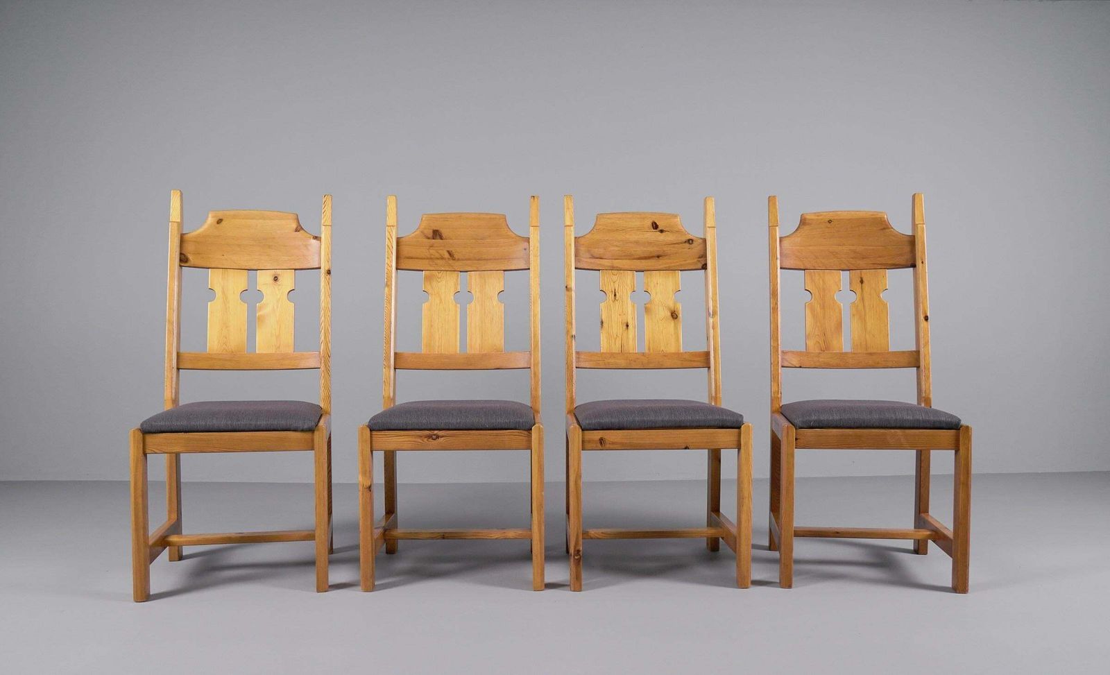 Set Of 4 Swedish Pine Chairs By Gilbert Marklund For Furusnickarn Ab, 1970s photo for sale