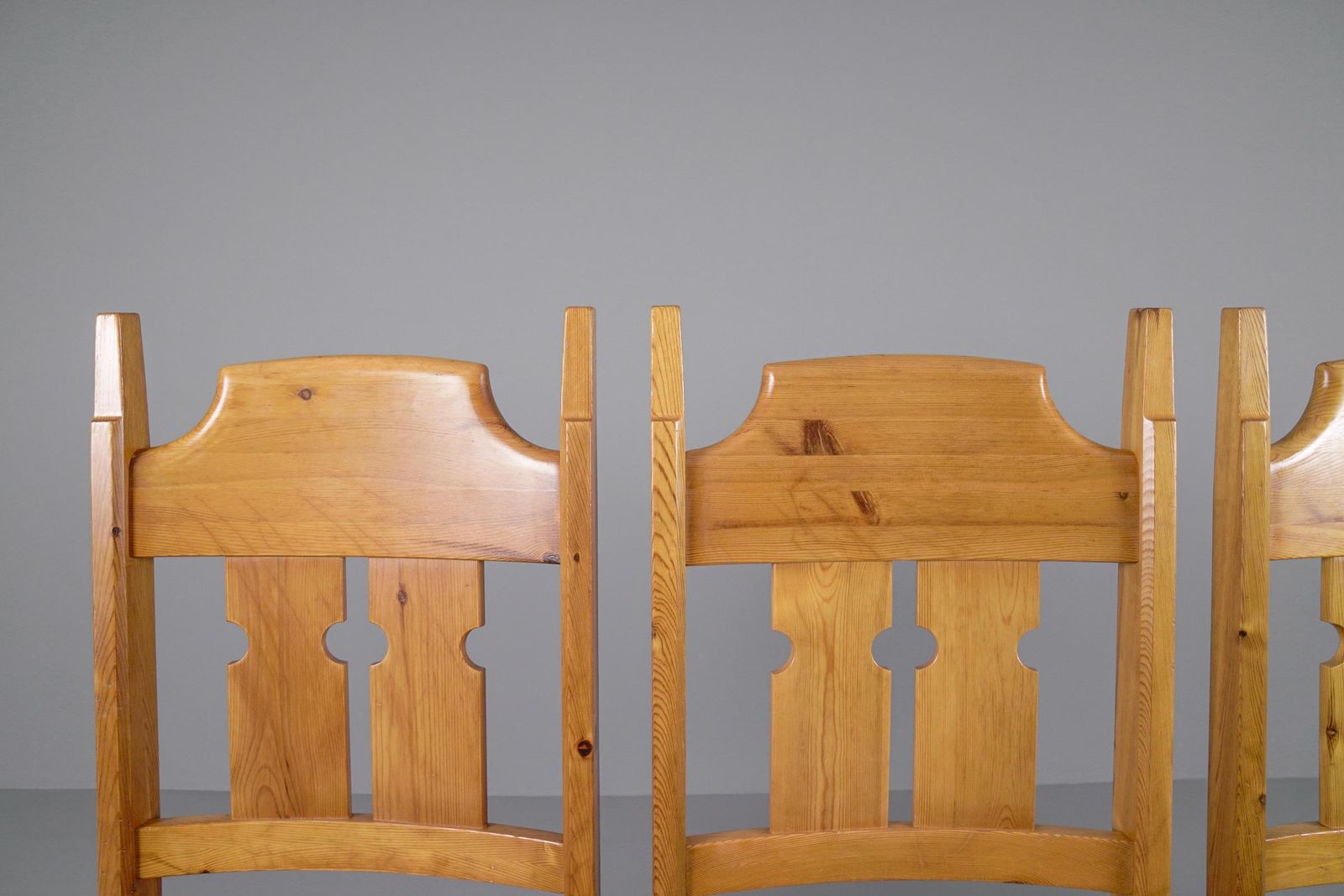 Set Of 4 Swedish Pine Chairs By Gilbert Marklund For Furusnickarn Ab, 1970s photo vintage