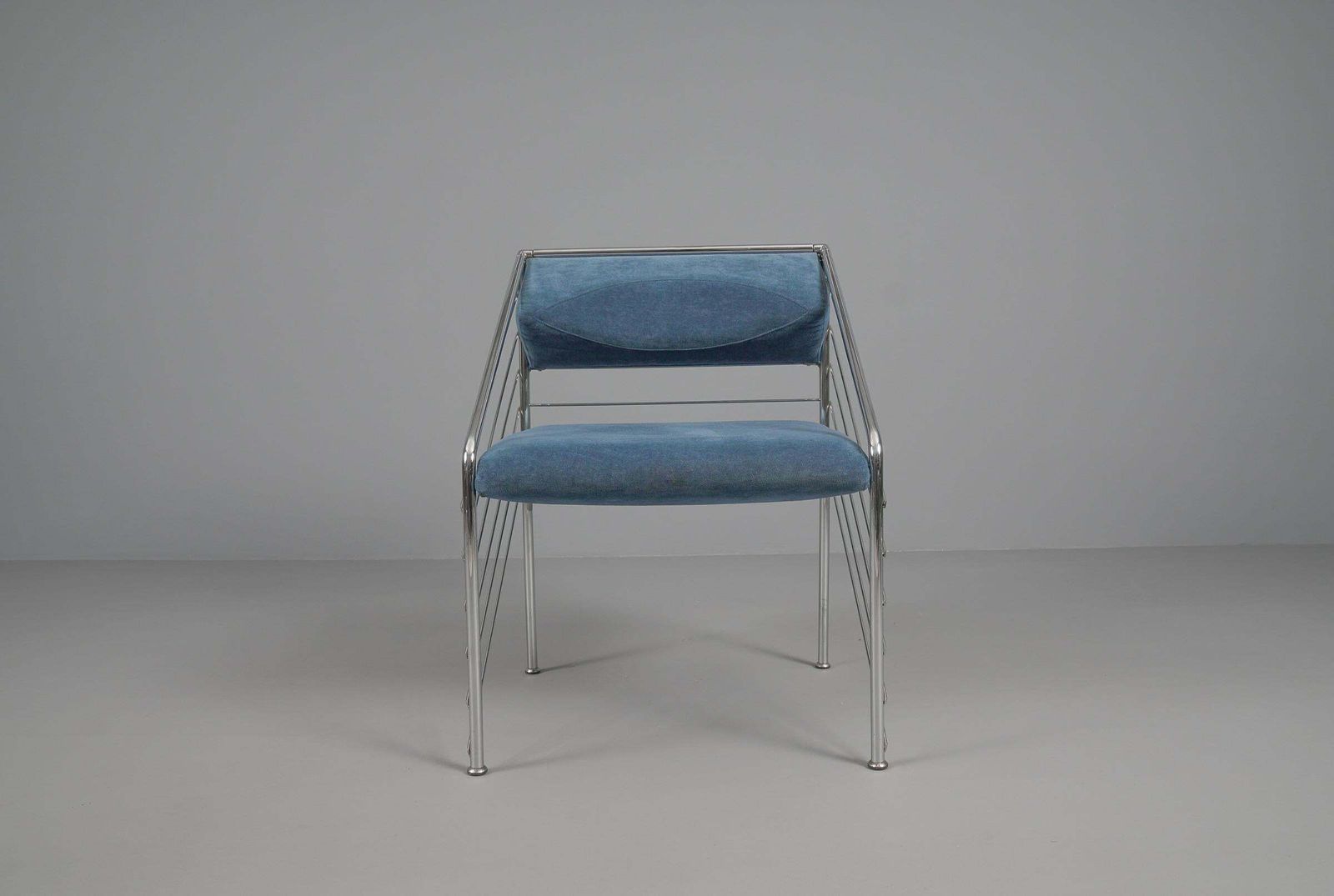 Rare Italian Armchair In Upholstery Fabric And Chrome Frame, 1970s photo Furniture