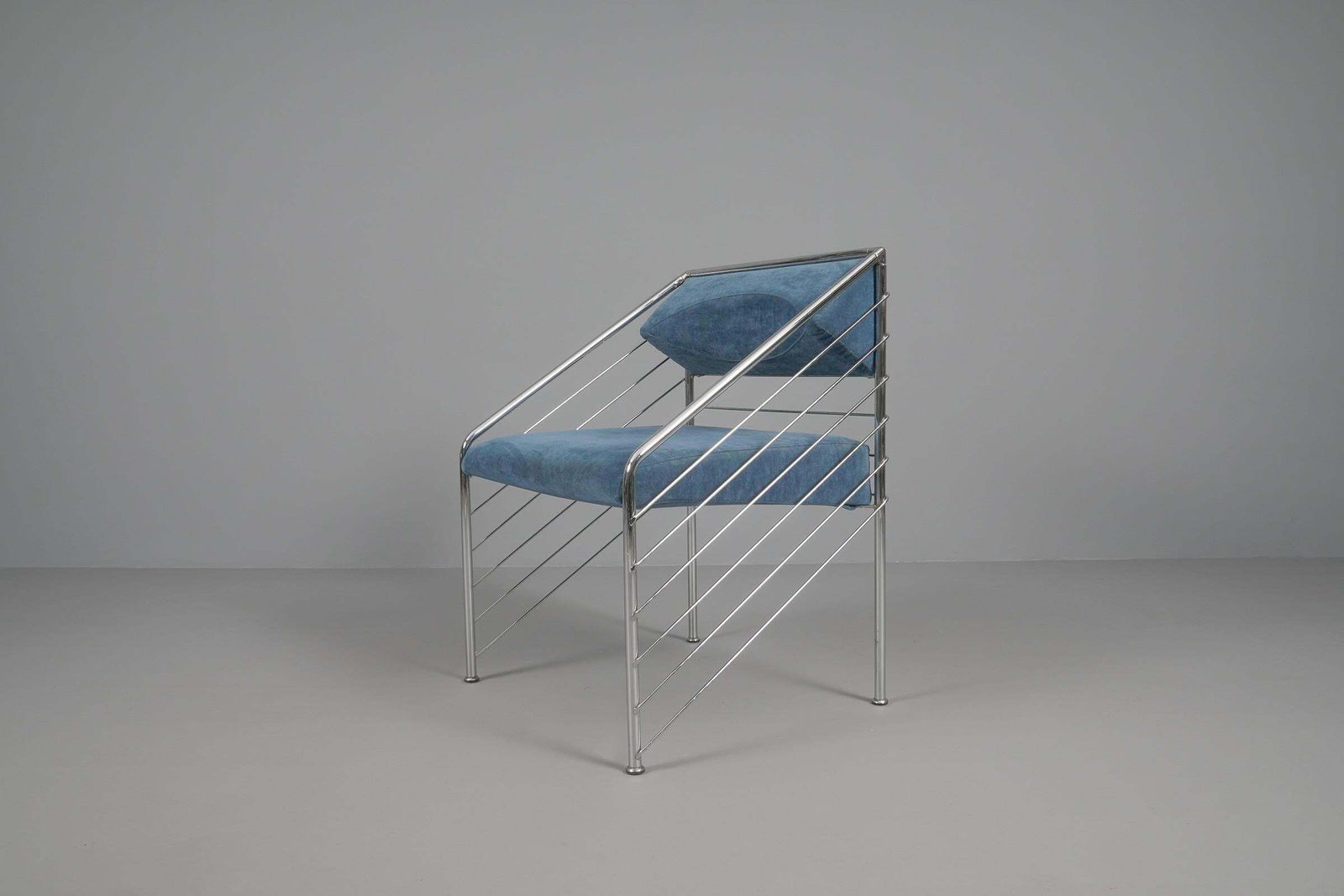 Rare Italian Armchair In Upholstery Fabric And Chrome Frame, 1970s photo 764.0