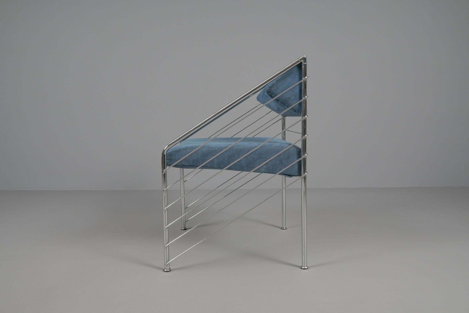 Rare Italian Armchair In Upholstery Fabric And Chrome Frame, 1970s photo buy