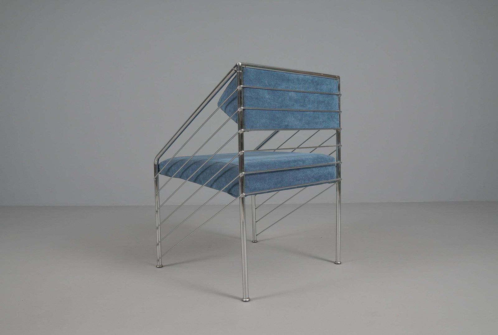 photo furniture Rare Italian Armchair In Upholstery Fabric And Chrome Frame, 1970s