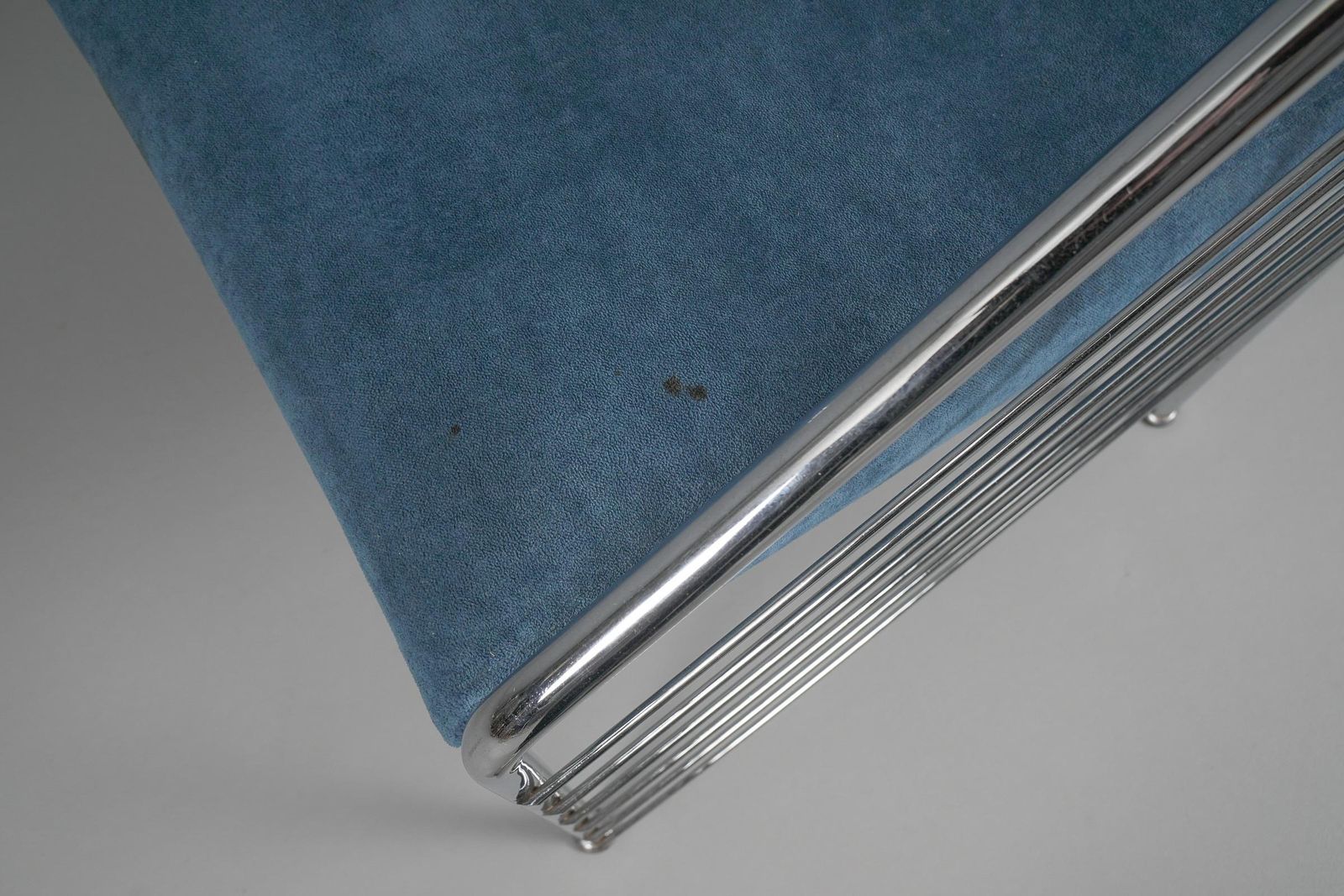 photo vinterior Rare Italian Armchair In Upholstery Fabric And Chrome Frame, 1970s