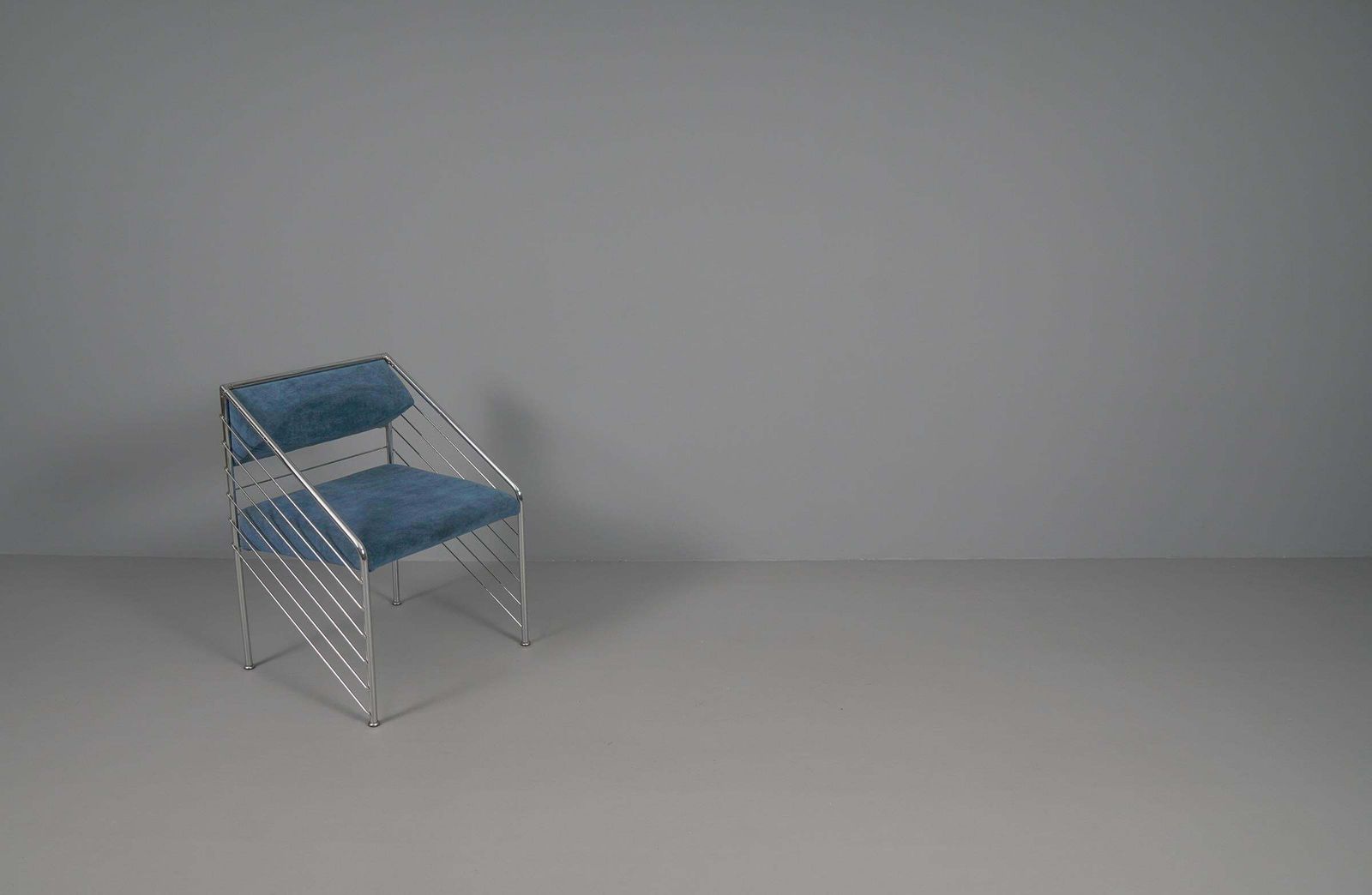 photo buy Rare Italian Armchair In Upholstery Fabric And Chrome Frame, 1970s