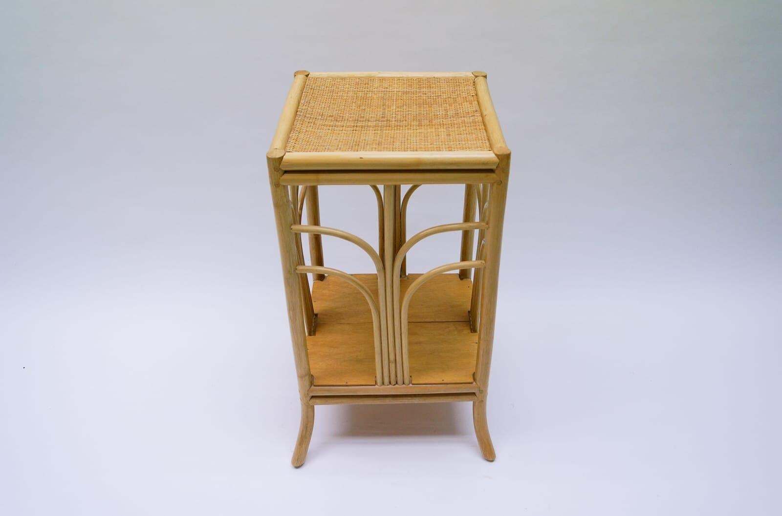 Elegant Mid Century Modern Italian Bamboo And Rattan Flower Stand photo for sale