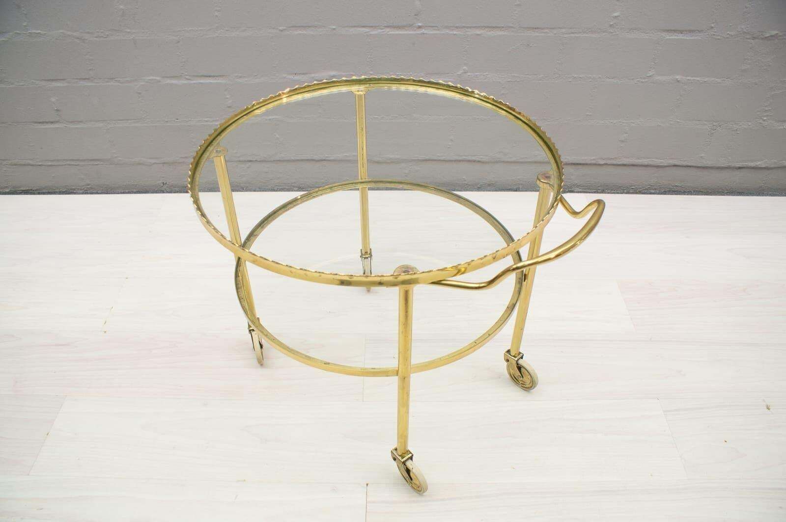 Brass Serving Trolley From Vereinigte Werkstätten Munich, Germany, 1950s photo for sale