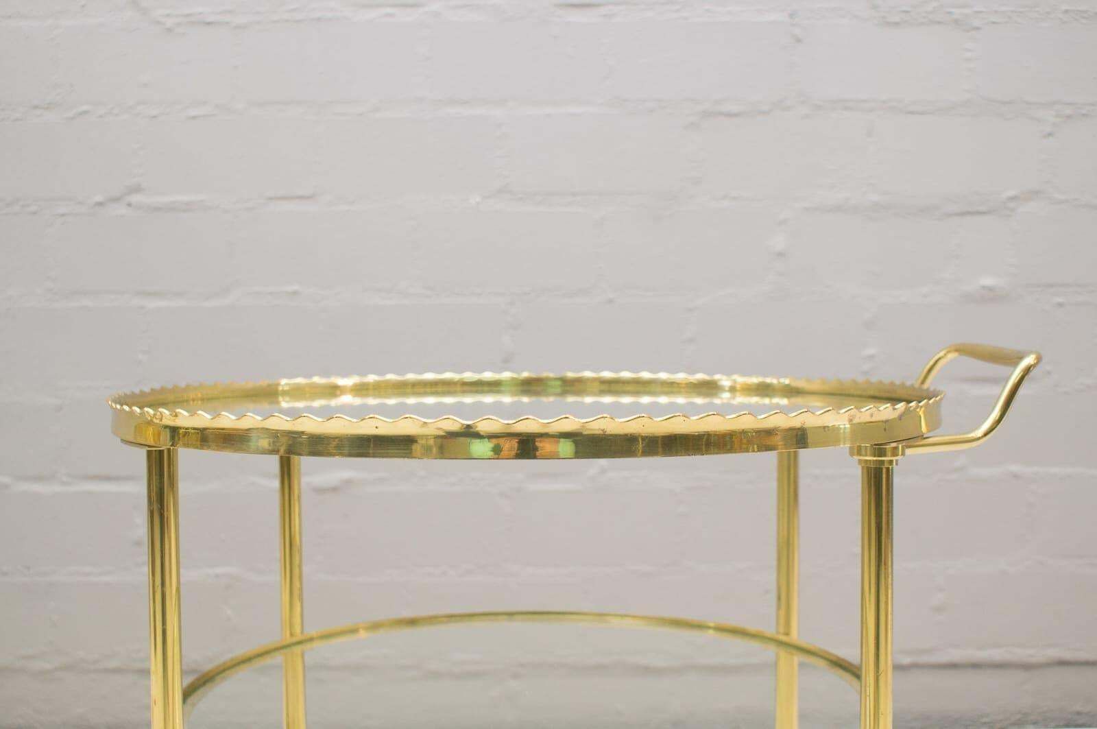 Brass Serving Trolley From Vereinigte Werkstätten Munich, Germany, 1950s photo buy