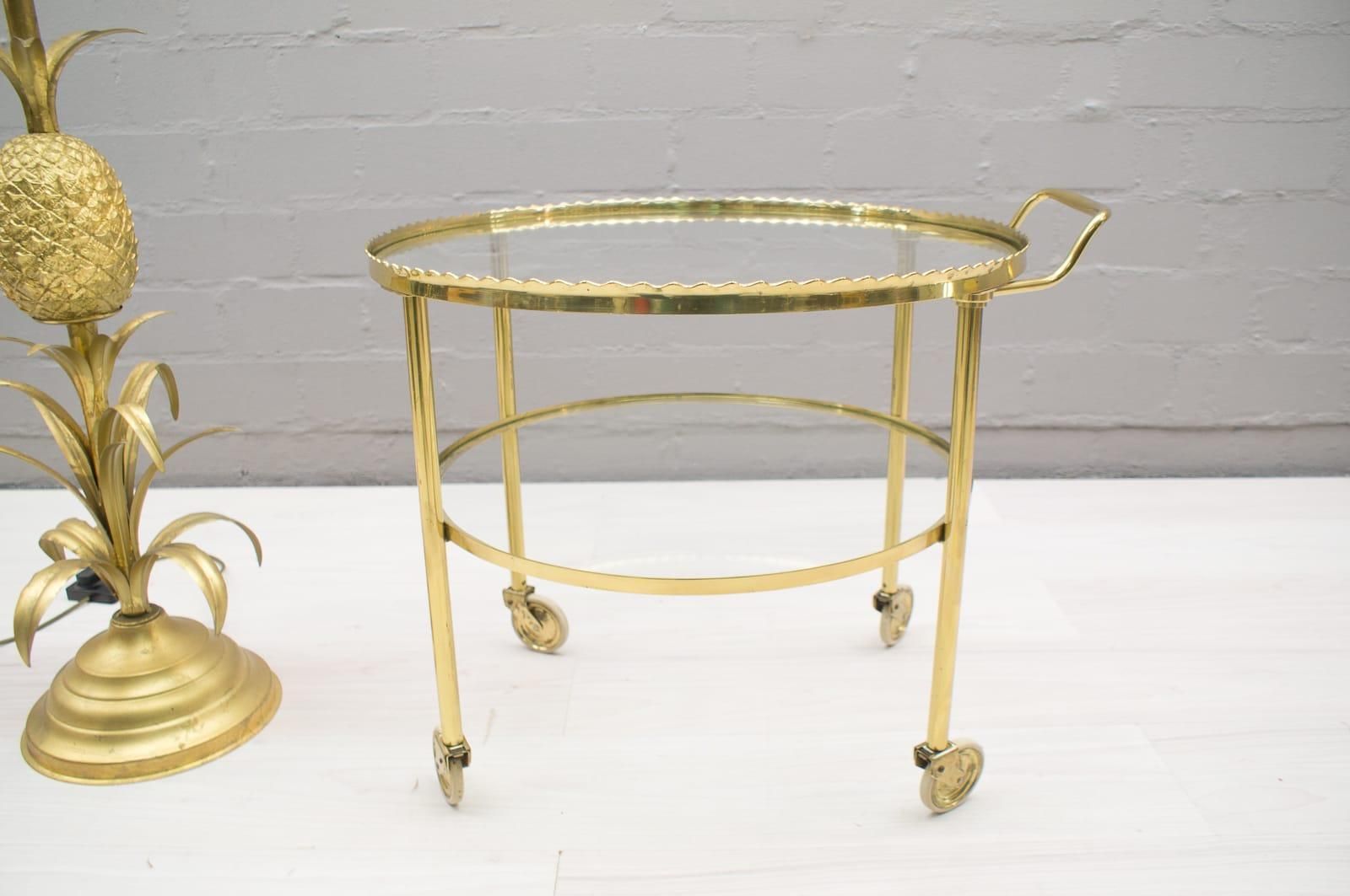 Brass Serving Trolley From Vereinigte Werkstätten Munich, Germany, 1950s photo vintage