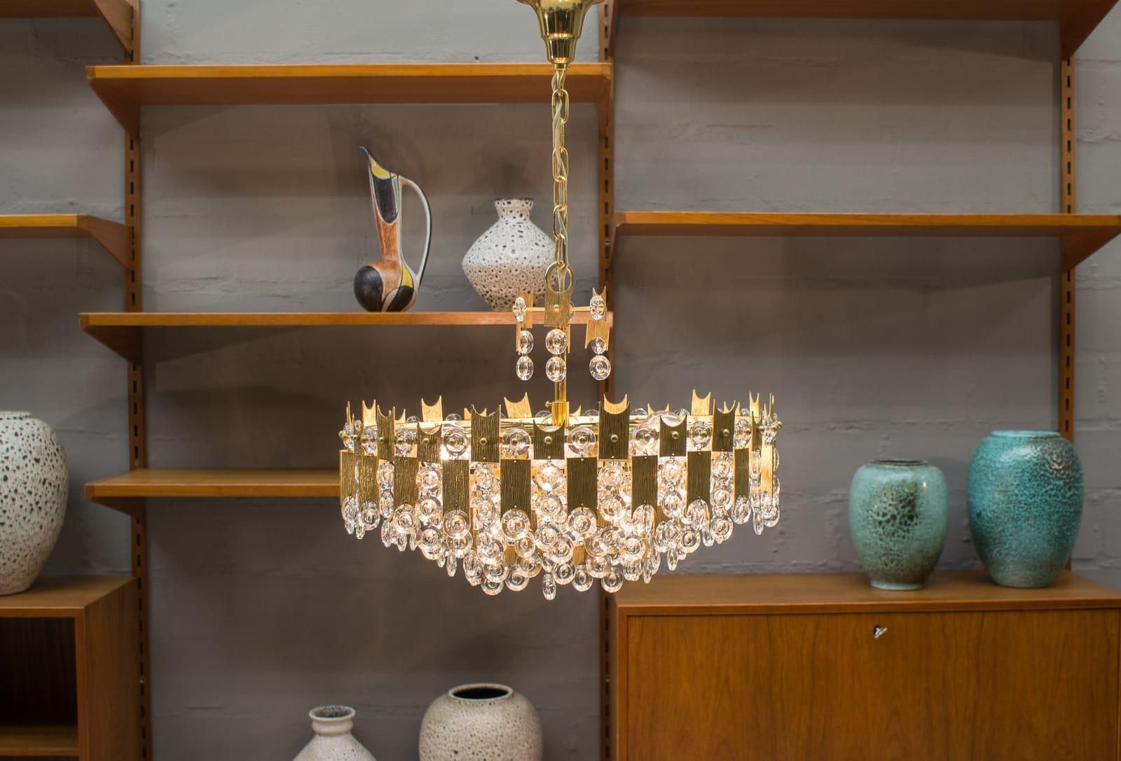 Midcentury Jeweled Crystal Chandelier By Palwa 'Palme & Walter', 1960s photo furniture